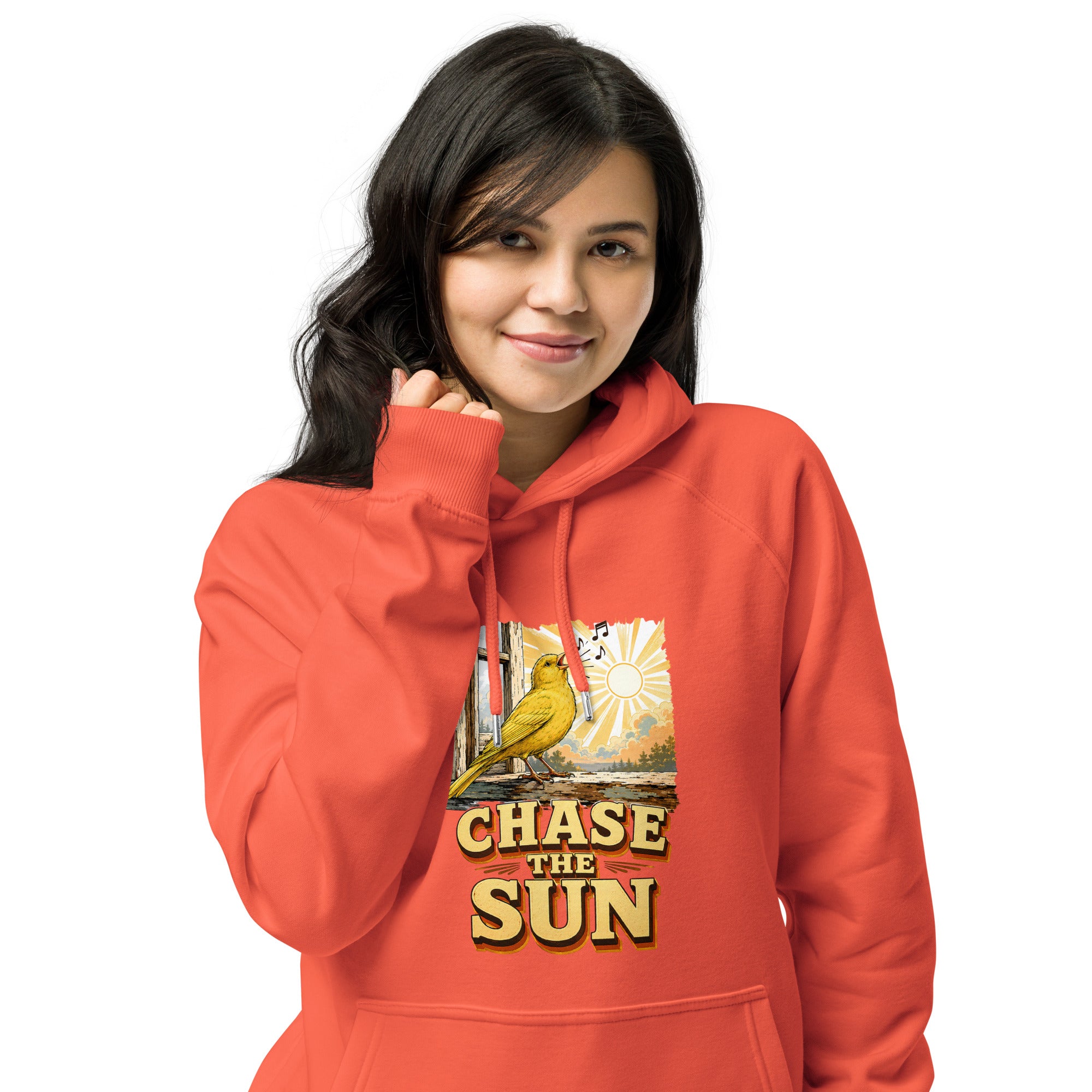 Vintage Chase The Sun Eco Raglan Hoodie Canary Lovers Hooded Sweatshirt H18 by printfluence.net