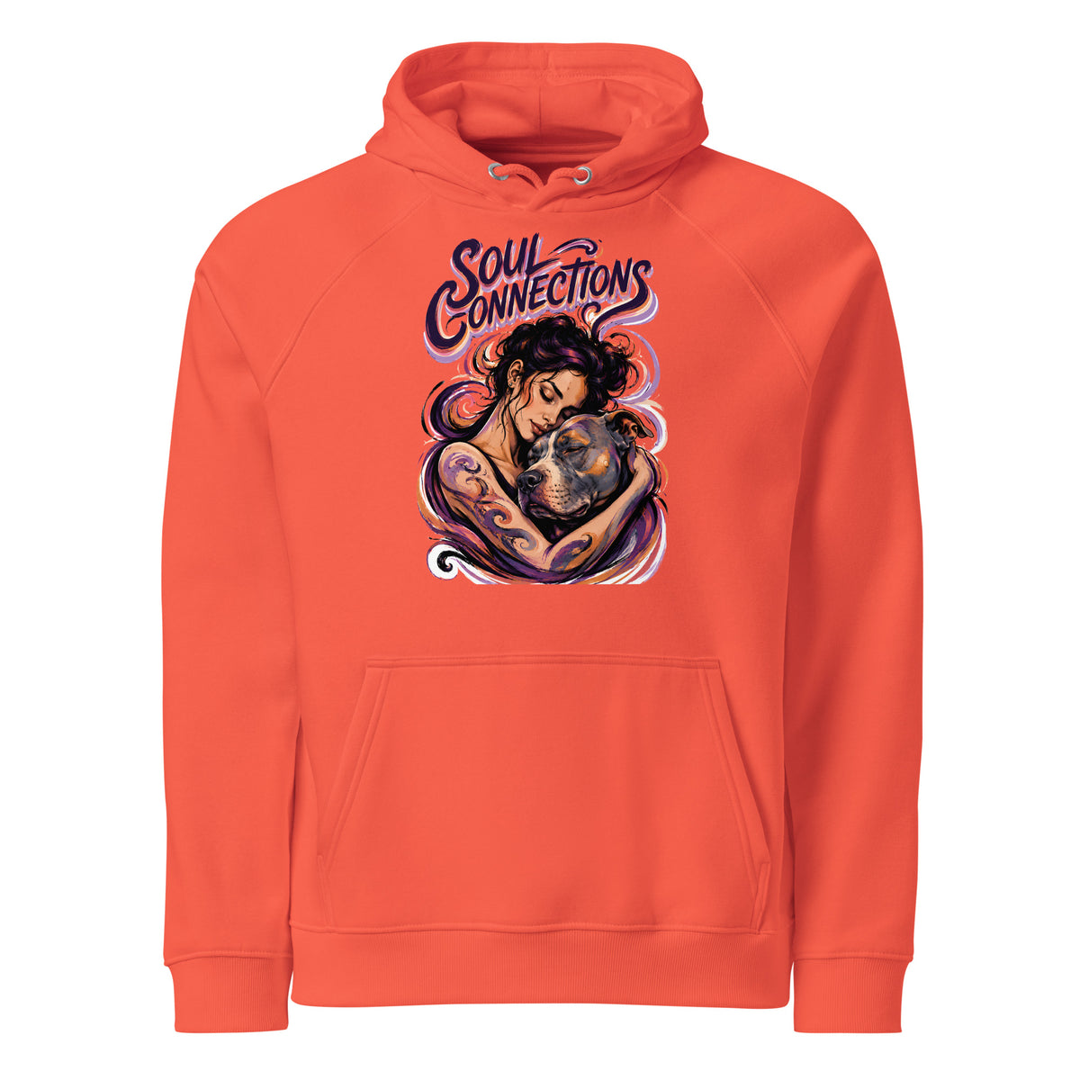 Soul Connections Eco Raglan Hoodie Vintage Pitbull Lovers Sustainable Pullover by printfluence.net