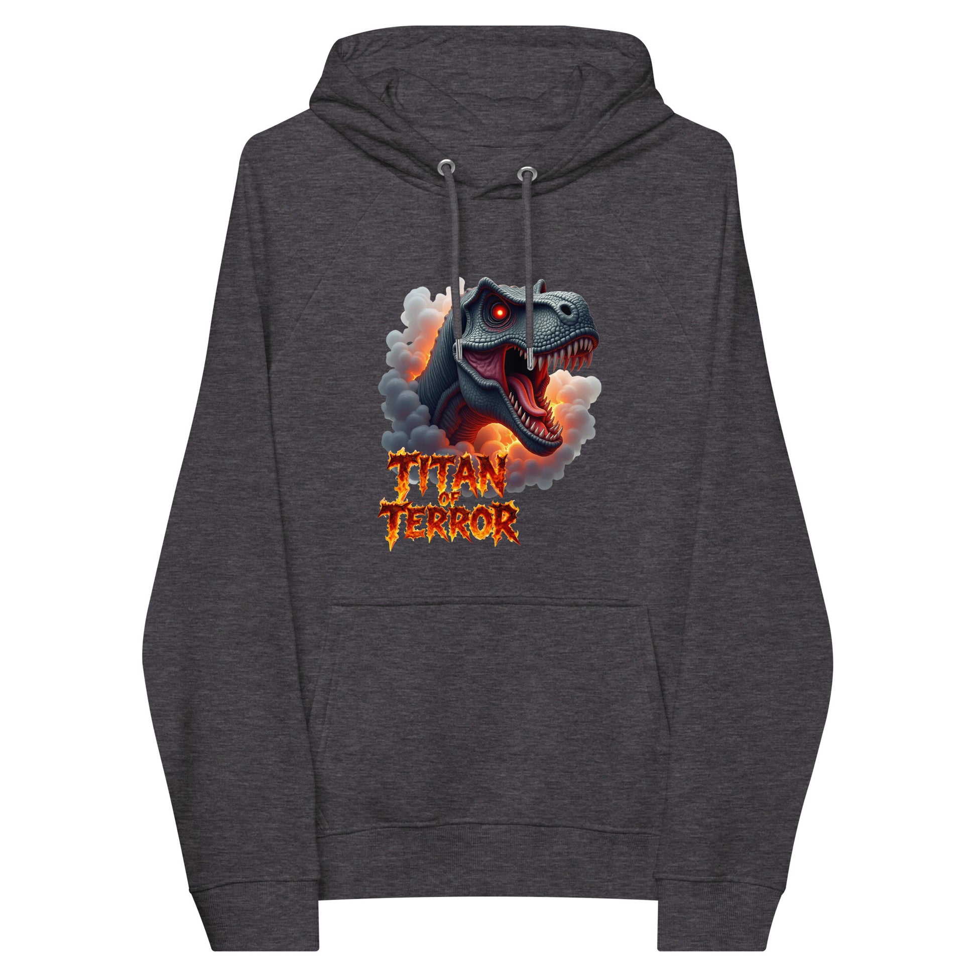 Unisex eco raglan hoodie - Titan of Terror Dino Eco Raglan Hoodie – Primal Power for Elite Dominators by printfluence.net
