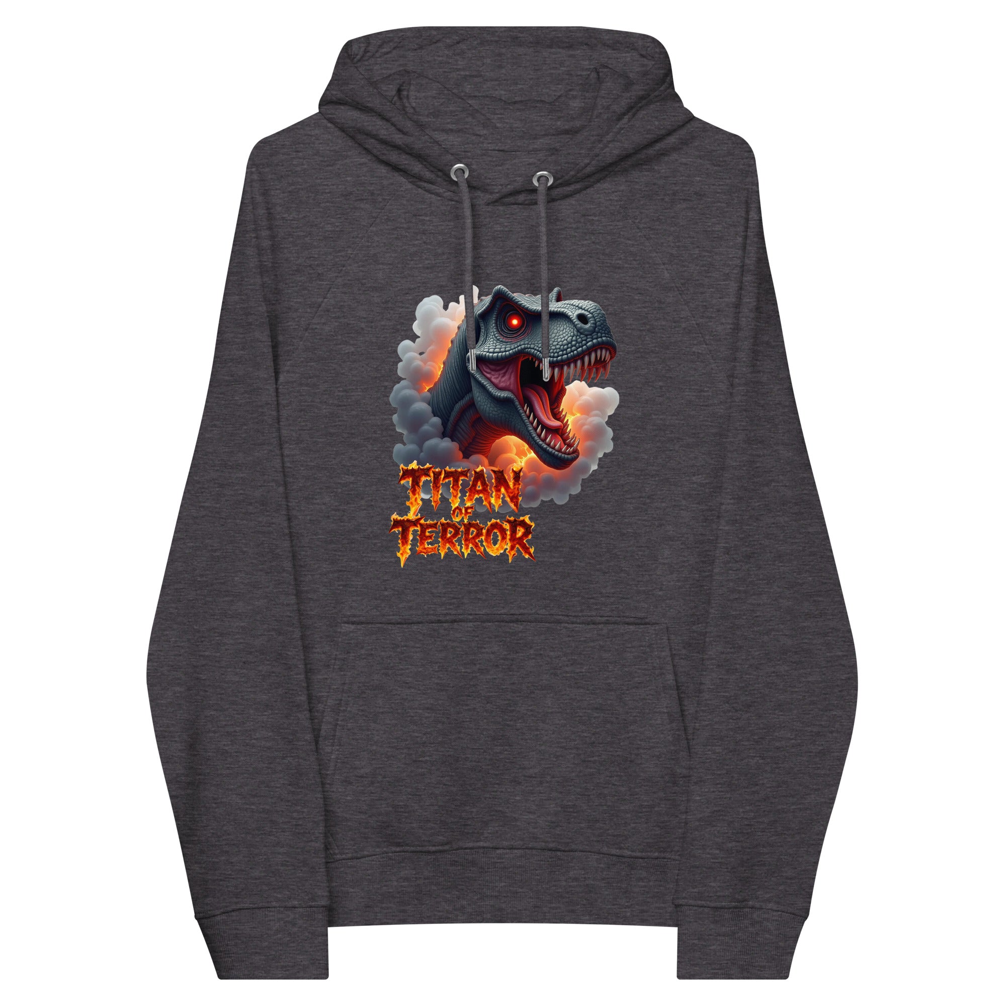 Unisex eco raglan hoodie - Titan of Terror Dino Eco Raglan Hoodie – Primal Power for Elite Dominators by printfluence.net