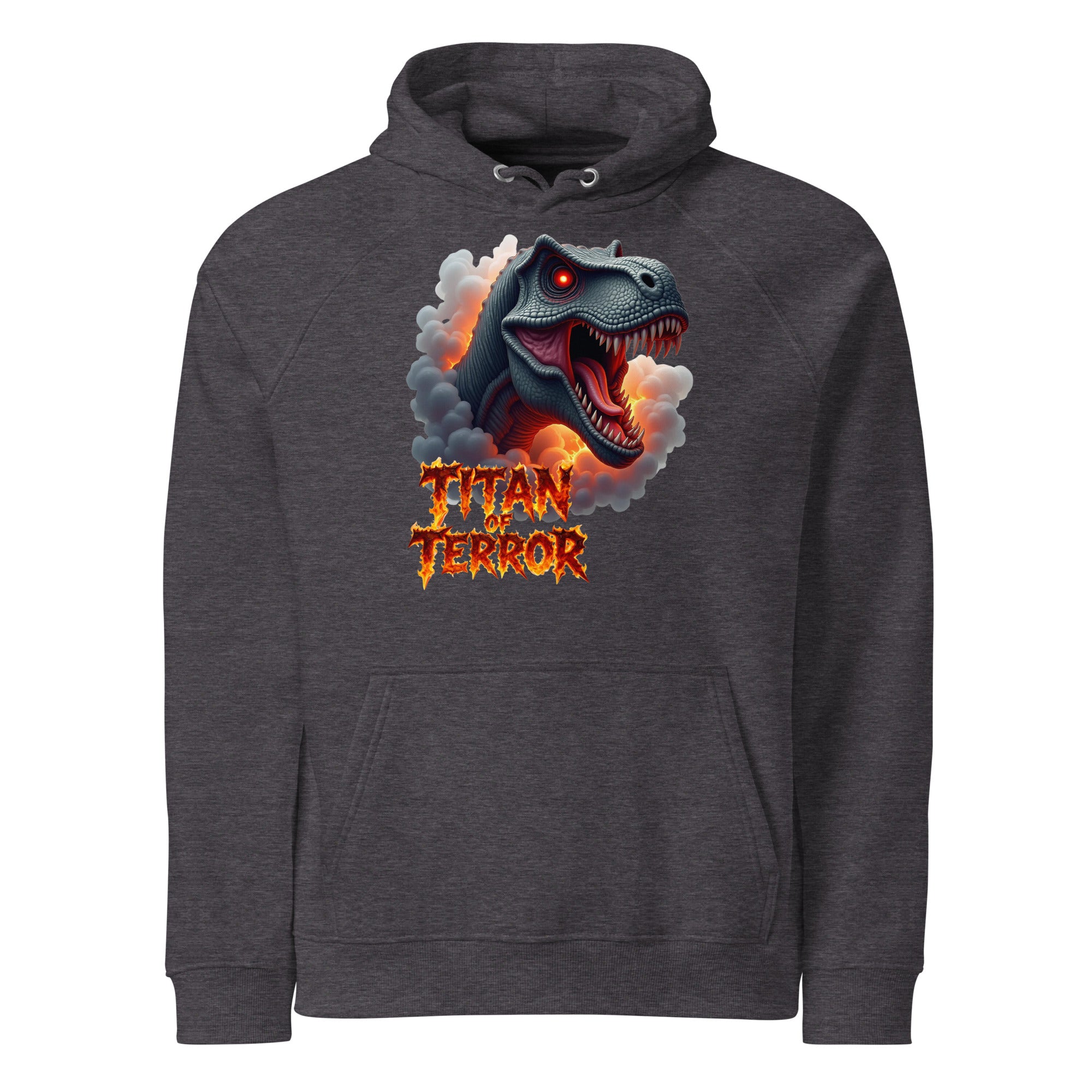 Unisex eco raglan hoodie - Titan of Terror Dino Eco Raglan Hoodie – Primal Power for Elite Dominators by printfluence.net