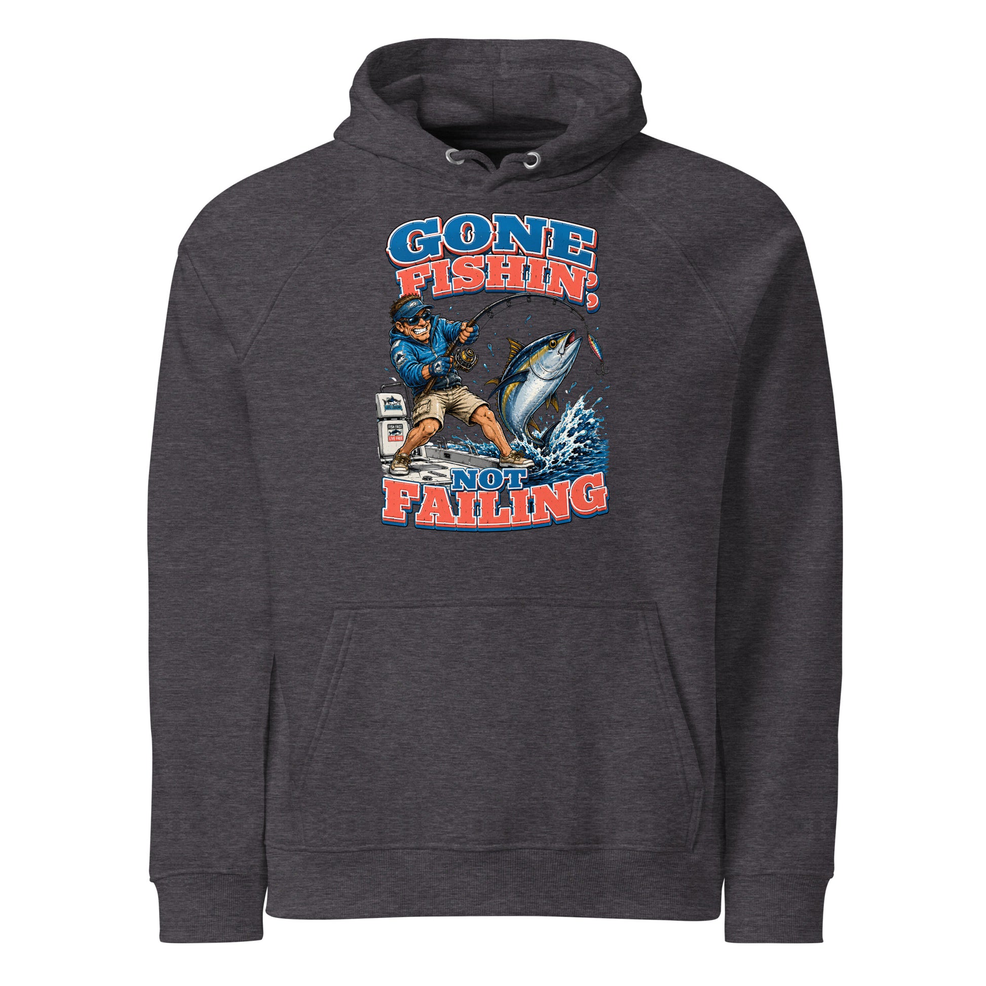 Gone Fishin Not Failing Eco Raglan Hoodie - Premium Fishing Lovers Graphic Sweatshirt for Anglers by printfluence.net
