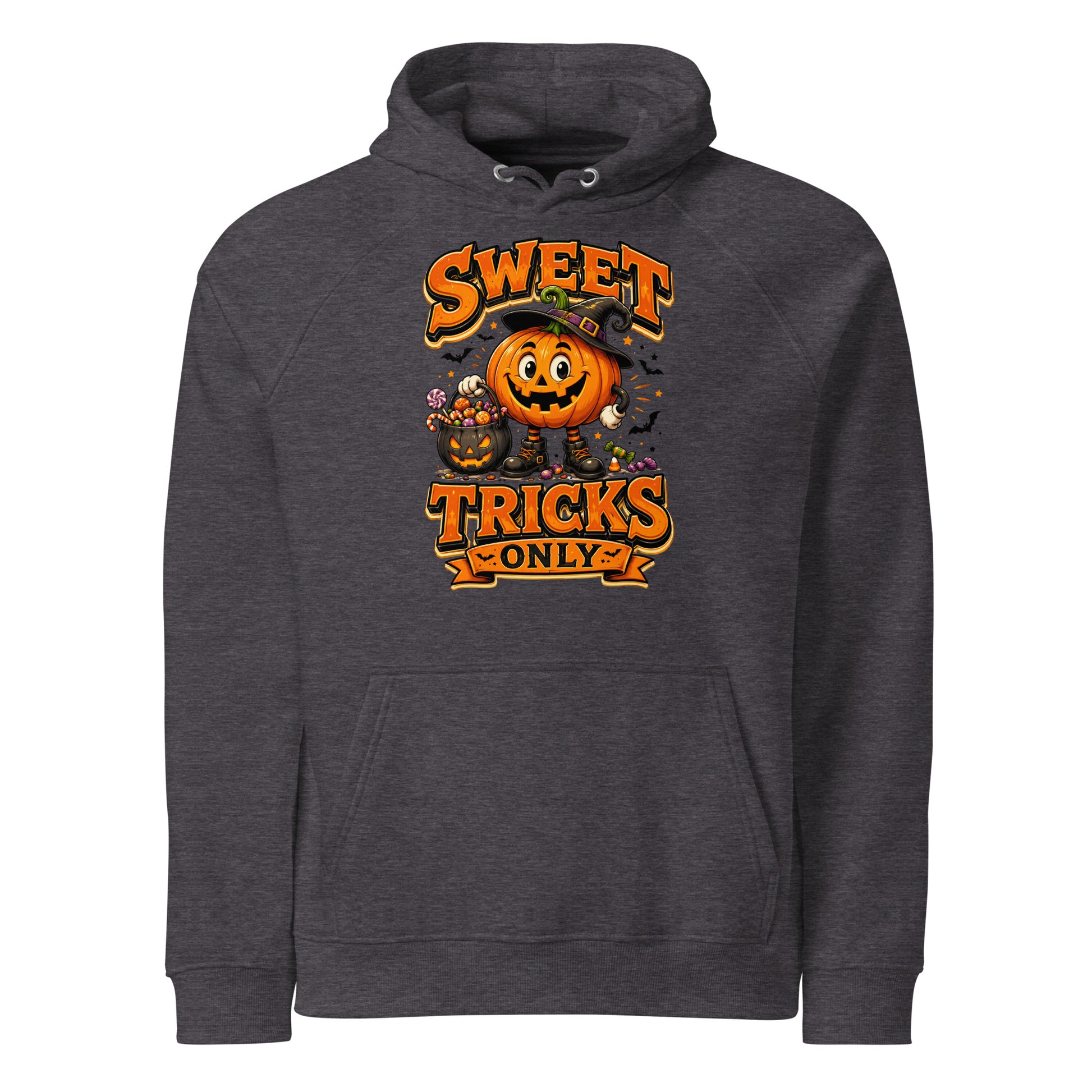 Vintage Halloween Pumpkin Horror & Mystery Unisex Eco Raglan Hoodie by printfluence.net