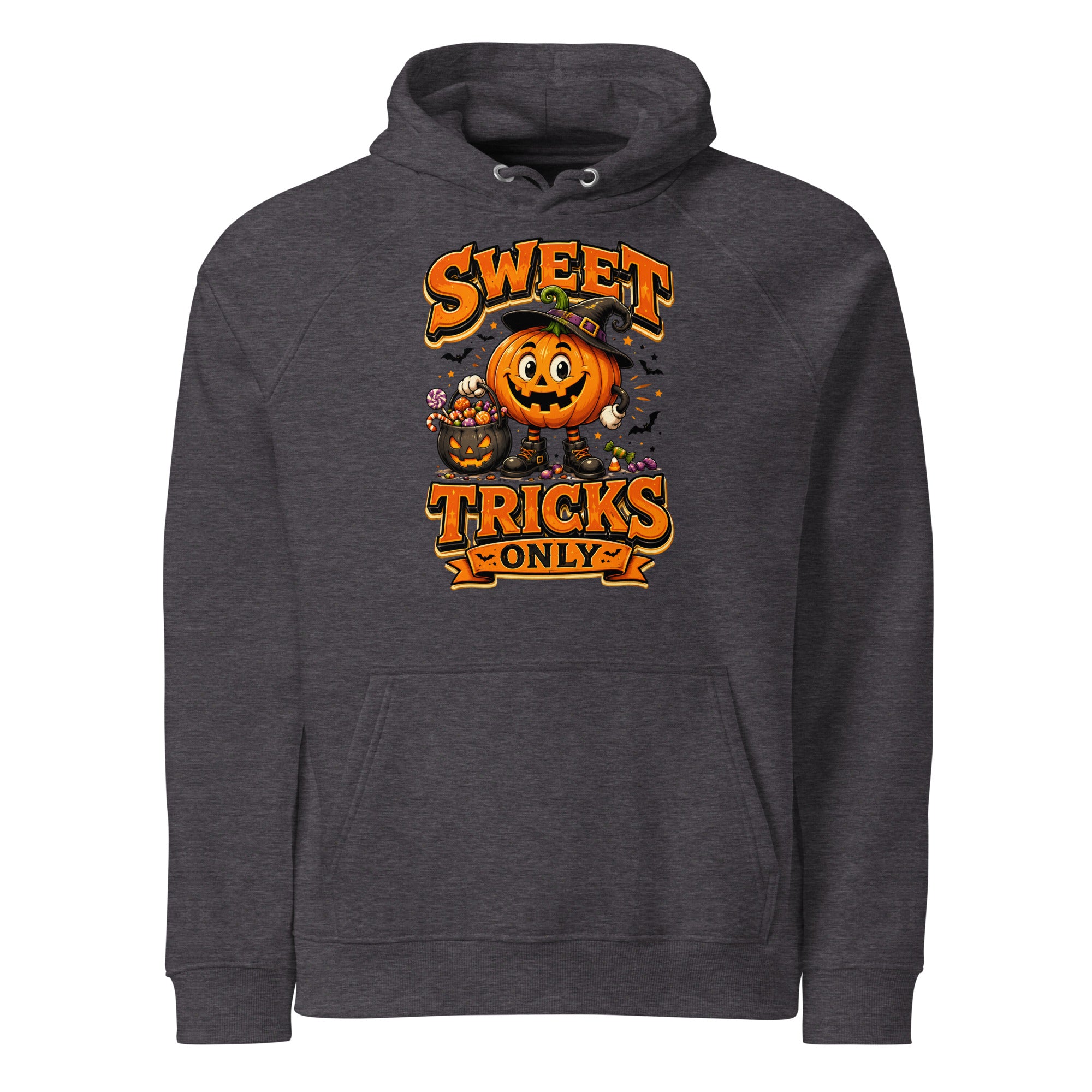 Vintage Halloween Pumpkin Horror & Mystery Unisex Eco Raglan Hoodie by printfluence.net