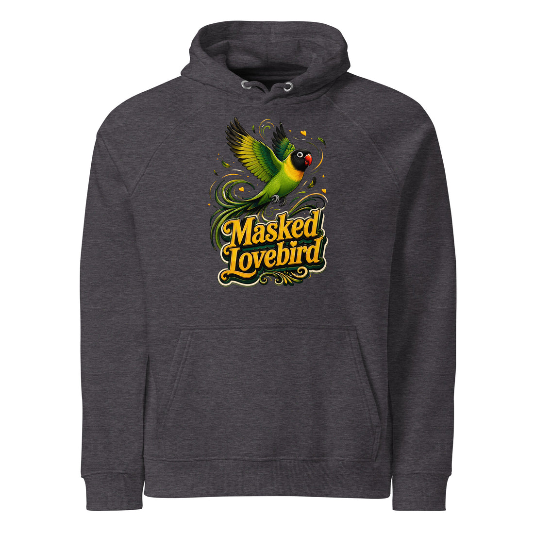 Unisex Eco Raglan Hoodie – Masked Lovebird Lovers Edition by printfluence.net