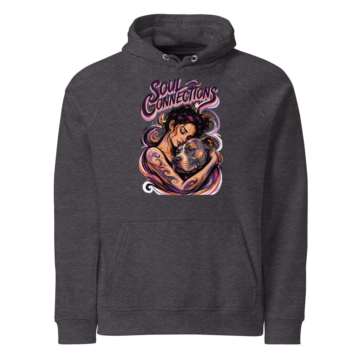 Soul Connections Eco Raglan Hoodie Vintage Pitbull Lovers Sustainable Pullover by printfluence.net