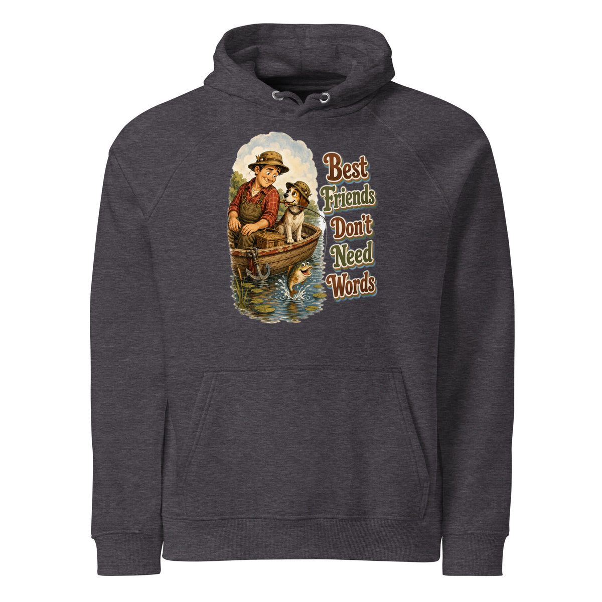 Fishing Lovers | Unisex Eco Raglan Hoodie — Best Friends Don't Need Words by printfluence
