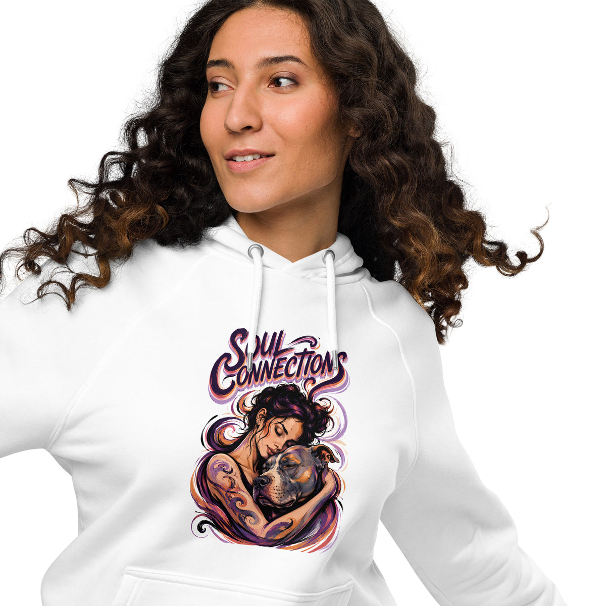 Soul Connections Eco Raglan Hoodie Vintage Pitbull Lovers Sustainable Pullover by printfluence.net