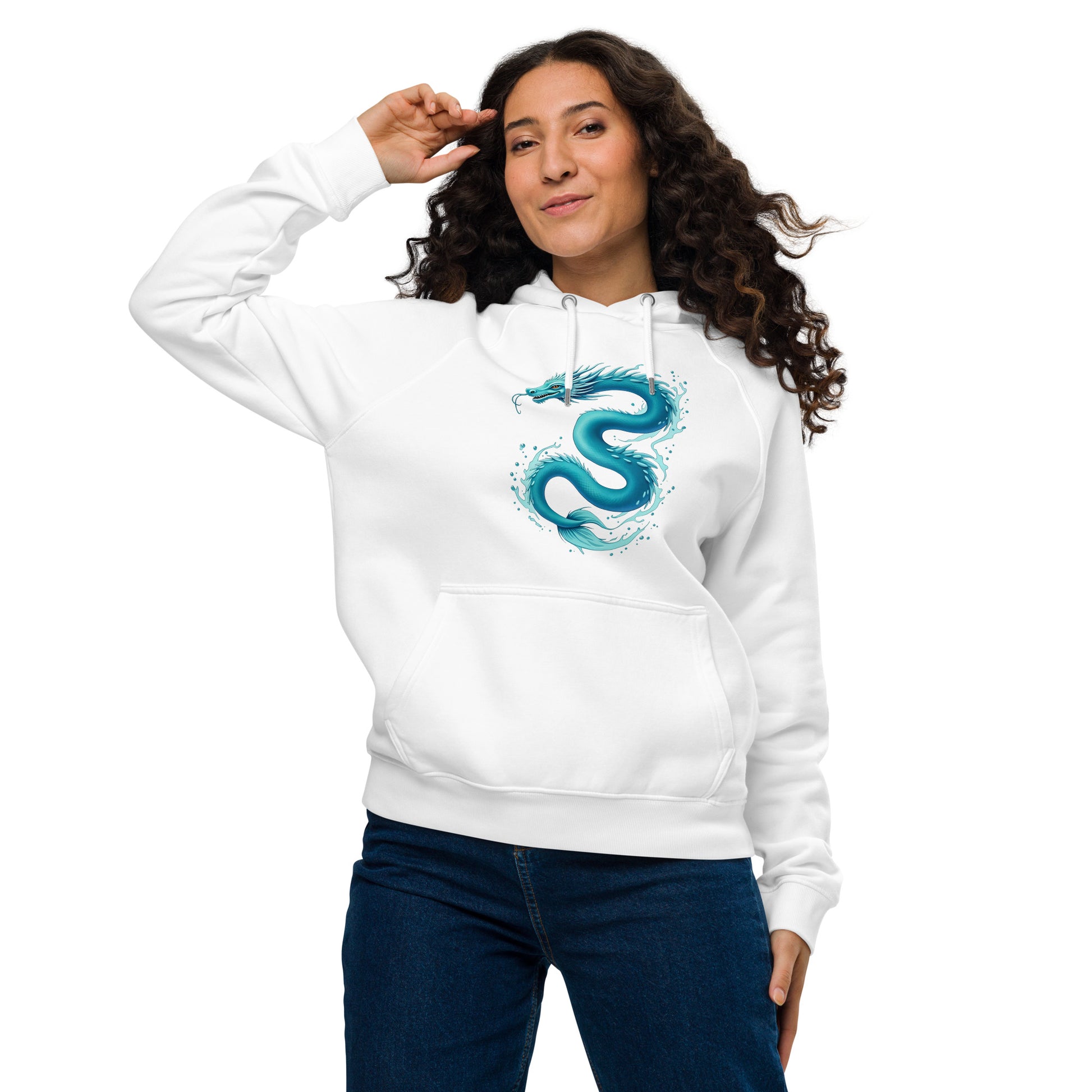 Unisex eco raglan hoodie - Elite Water Dragon Hoodie – Cosmic Power for Champions by printfluence.net