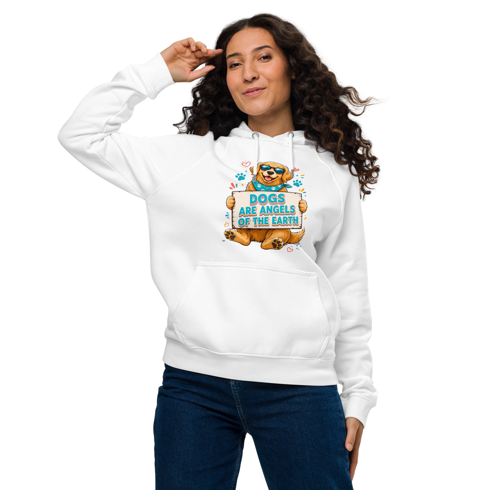Elite Dogs Are Angels - Premium Luxury Golden Retriever Dog Lovers Eco Raglan Hoodie by printfluence.net