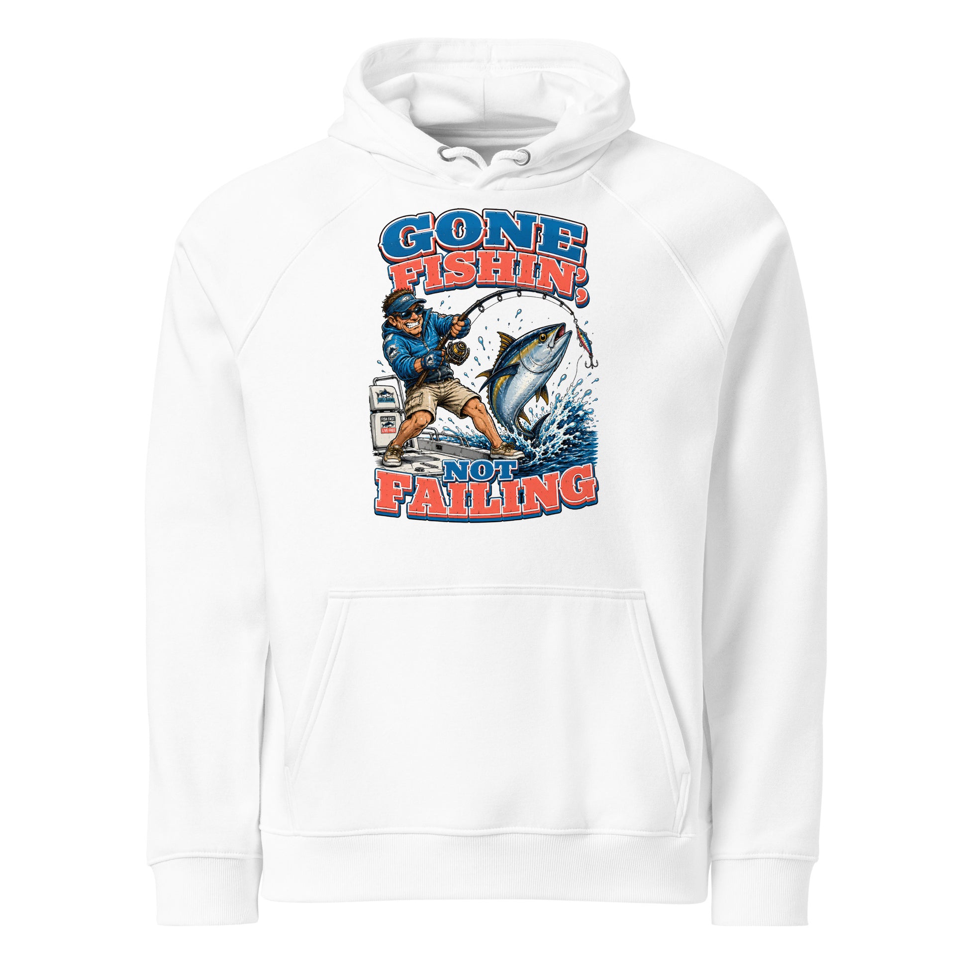 Gone Fishin Not Failing Eco Raglan Hoodie - Premium Fishing Lovers Graphic Sweatshirt for Anglers by printfluence.net