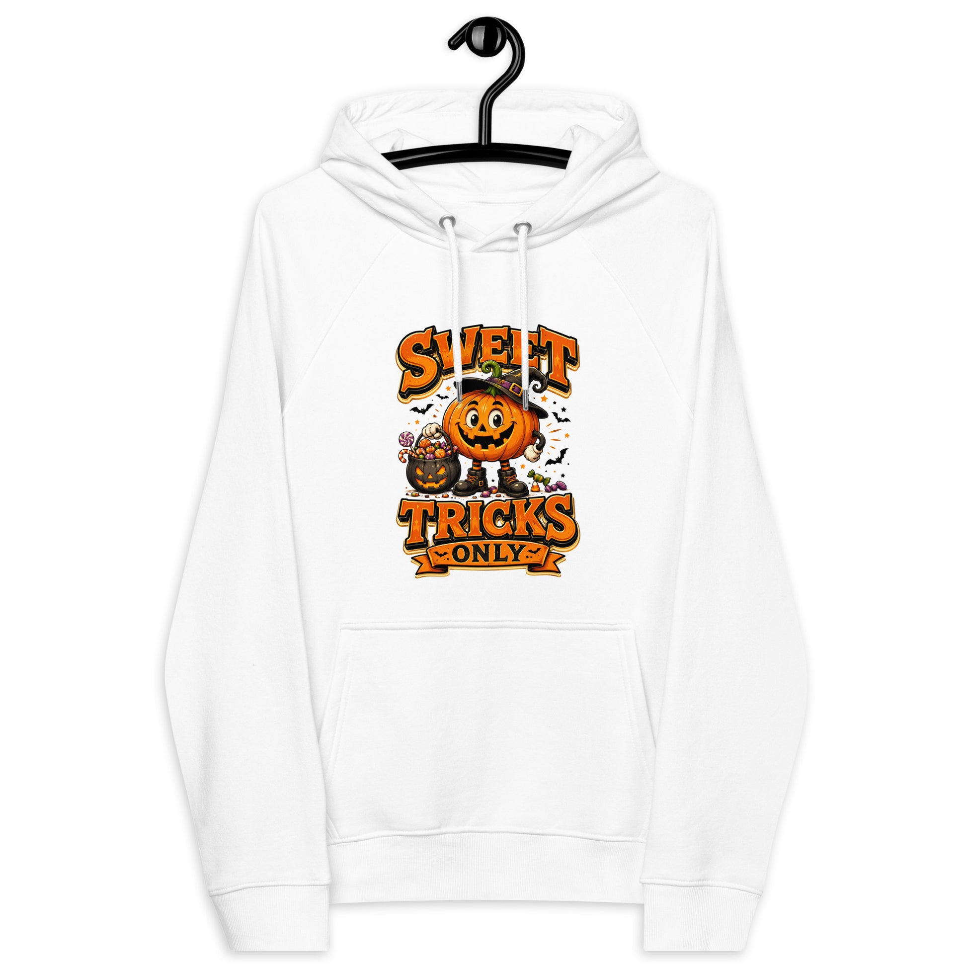 Vintage Halloween Pumpkin Horror & Mystery Unisex Eco Raglan Hoodie by printfluence.net