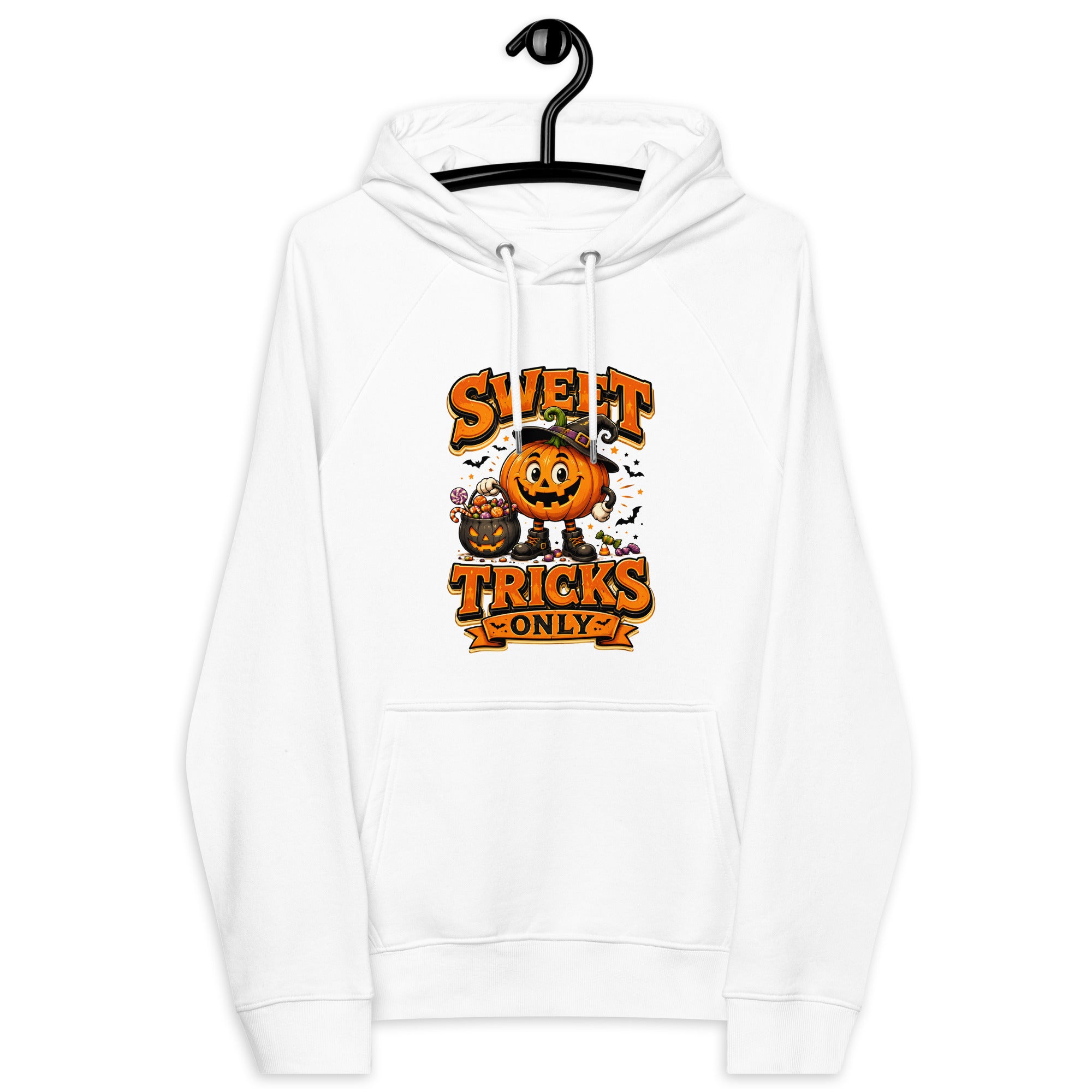 Vintage Halloween Pumpkin Horror & Mystery Unisex Eco Raglan Hoodie by printfluence.net