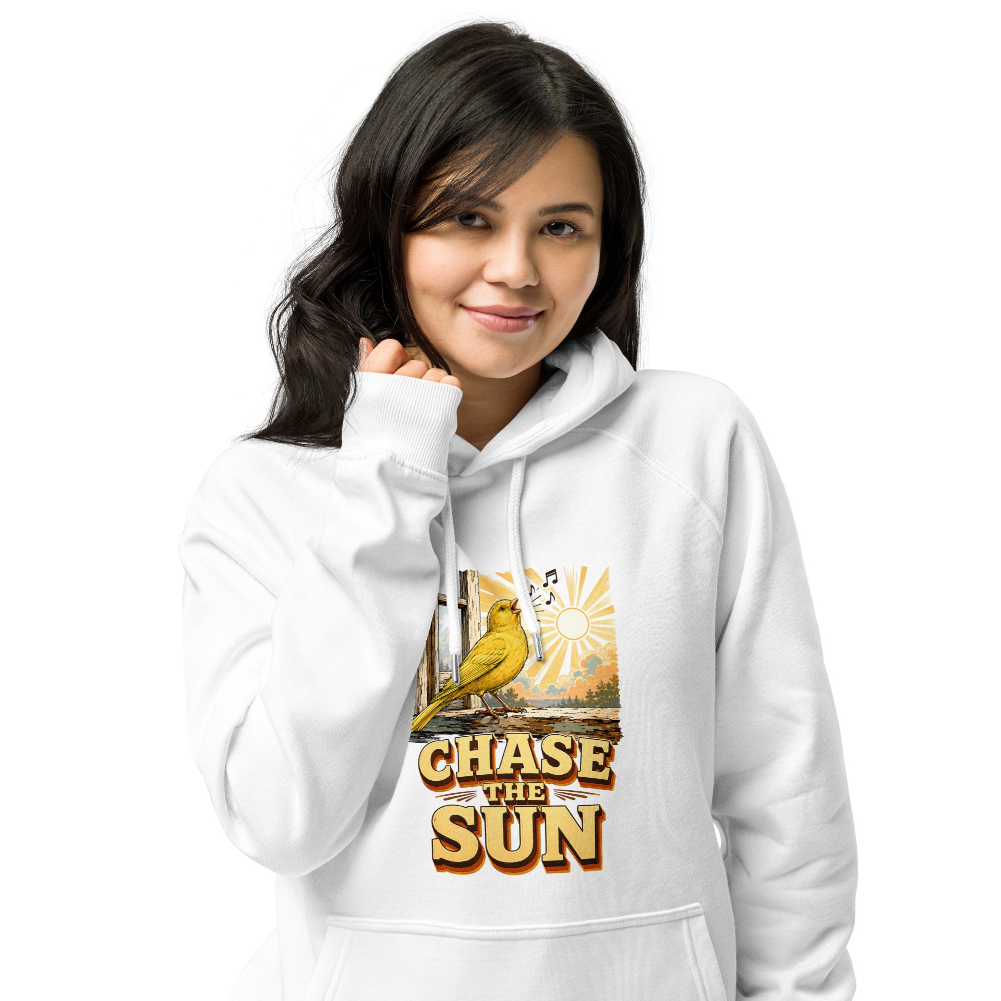 Vintage Chase The Sun Eco Raglan Hoodie Canary Lovers Hooded Sweatshirt H18 by printfluence.net