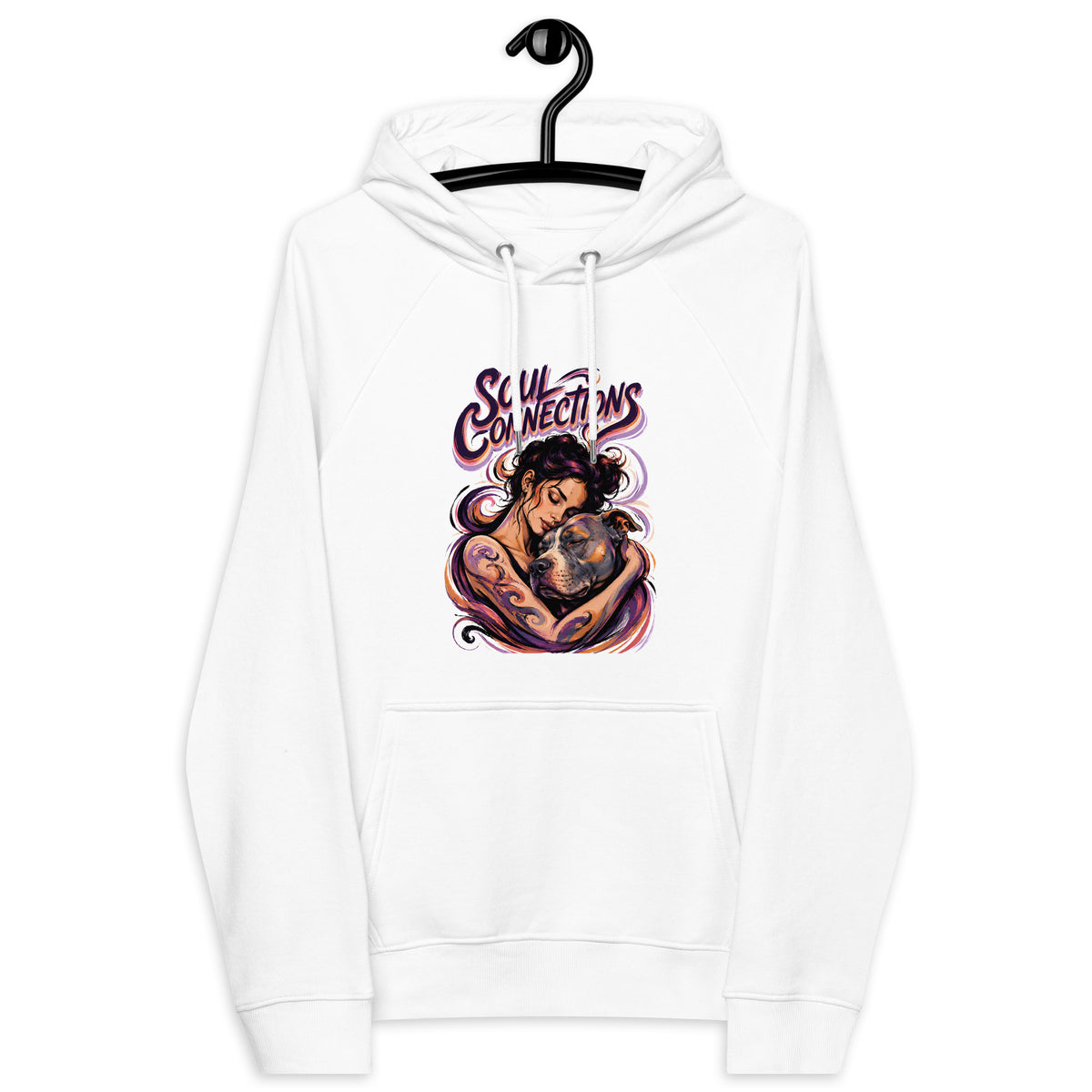 Soul Connections Eco Raglan Hoodie Vintage Pitbull Lovers Sustainable Pullover by printfluence.net