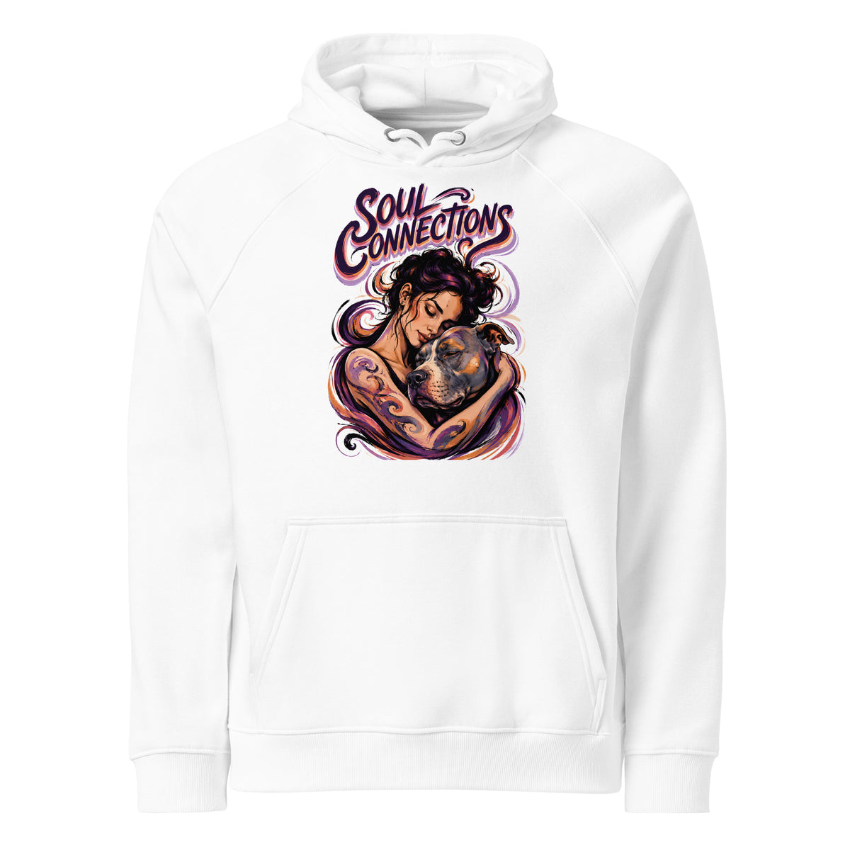 Soul Connections Eco Raglan Hoodie Vintage Pitbull Lovers Sustainable Pullover by printfluence.net