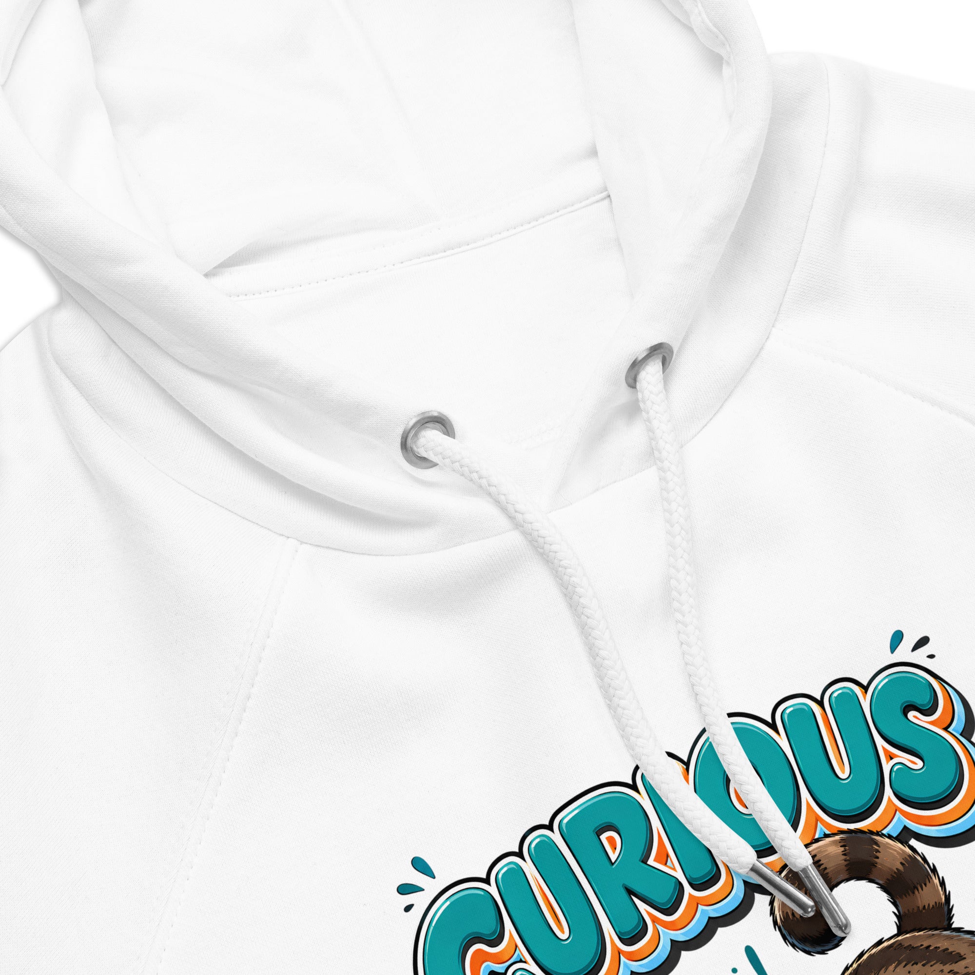 Elite Curious Cat - Premium Luxury Eco Raglan Hoodie for Cat Lovers by printfluence.net