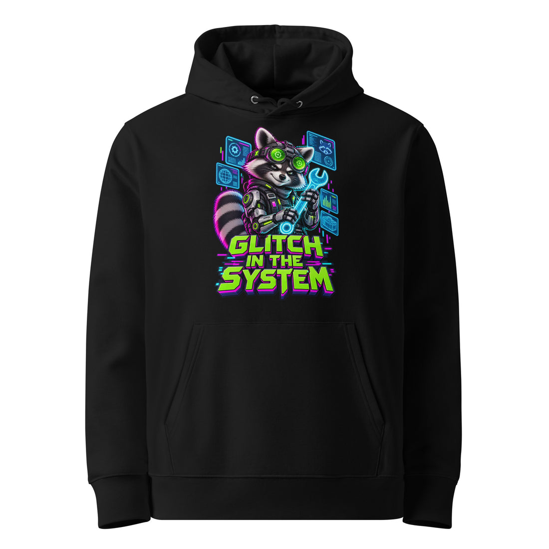 Cyberpunk Animals Lovers | Unisex Essential Eco Cruiser 2.0 Hoodie — GLITCH IN THE SYSTEM by printfluence