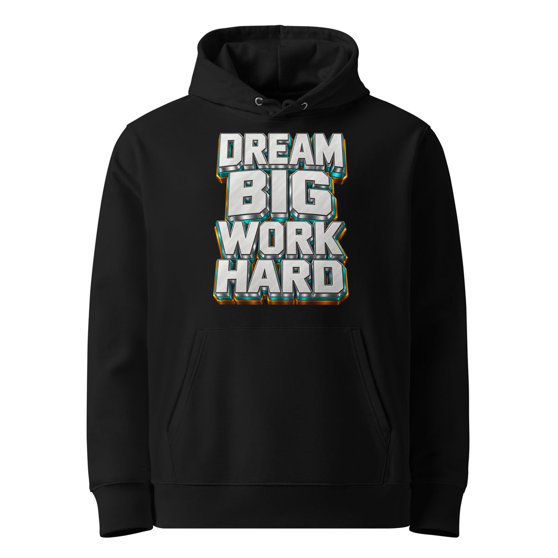 Inspirational Quotes Lovers | Unisex Essential Eco Cruiser 2.0 Hoodie — DREAM BIG WORK HARD by printfluence