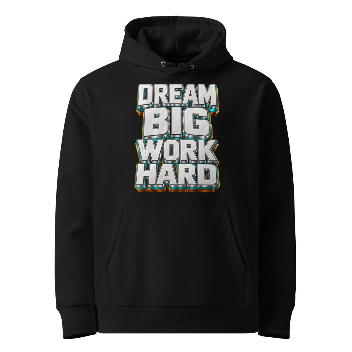 Inspirational Quotes Lovers | Unisex Essential Eco Cruiser 2.0 Hoodie — DREAM BIG WORK HARD by printfluence