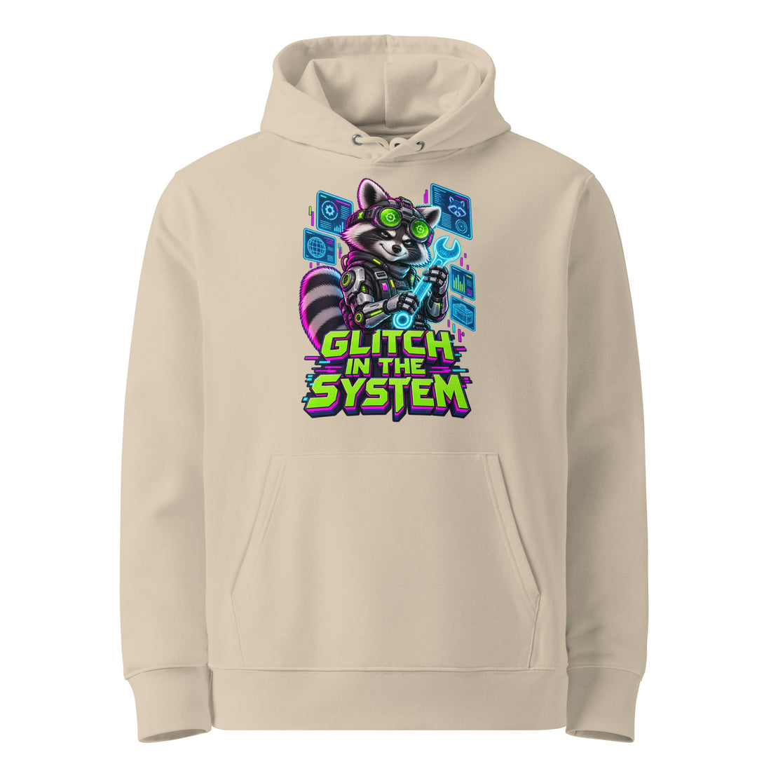 Cyberpunk Animals Lovers | Unisex Essential Eco Cruiser 2.0 Hoodie — GLITCH IN THE SYSTEM by printfluence