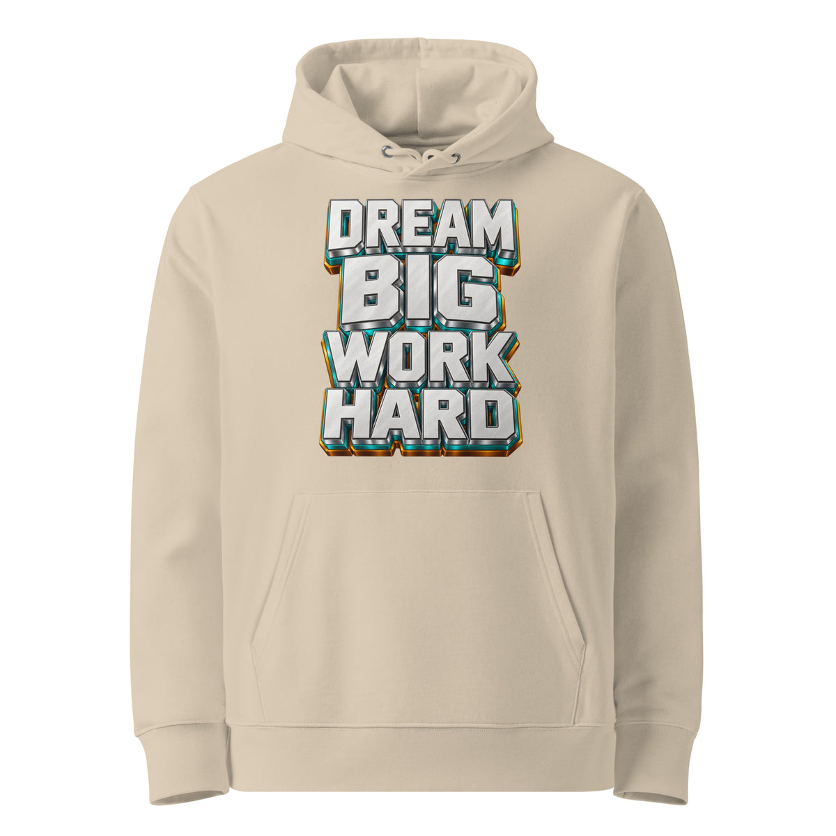 Inspirational Quotes Lovers | Unisex Essential Eco Cruiser 2.0 Hoodie — DREAM BIG WORK HARD by printfluence