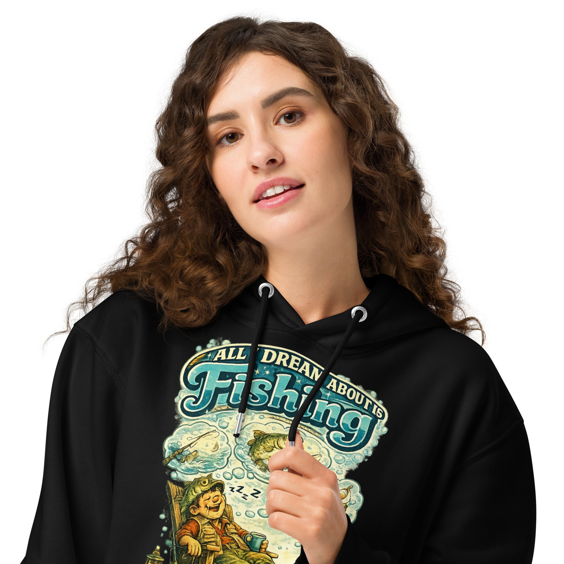 All I Dream About Is Fishing Unisex Organic Hoodie | Eco-Friendly Fishing Lovers Gift by printfluence.net