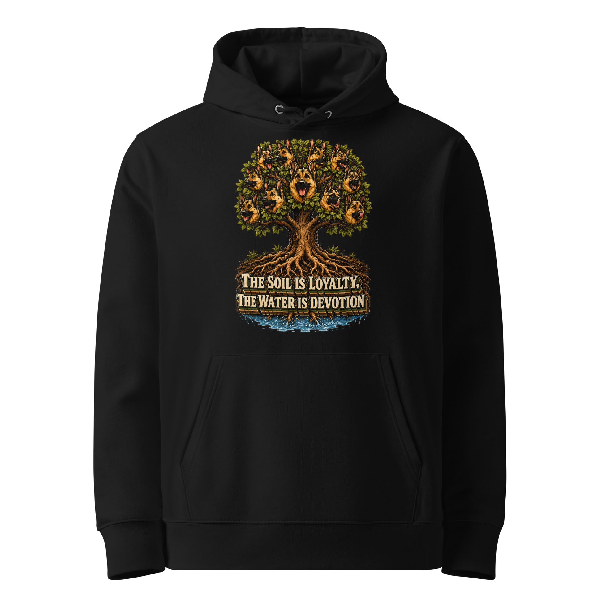 German Shepherd Lovers Unisex Essential Organic Hoodie | Loyalty & Devotion Tree Graphic Sweatshirt by printfluence.net