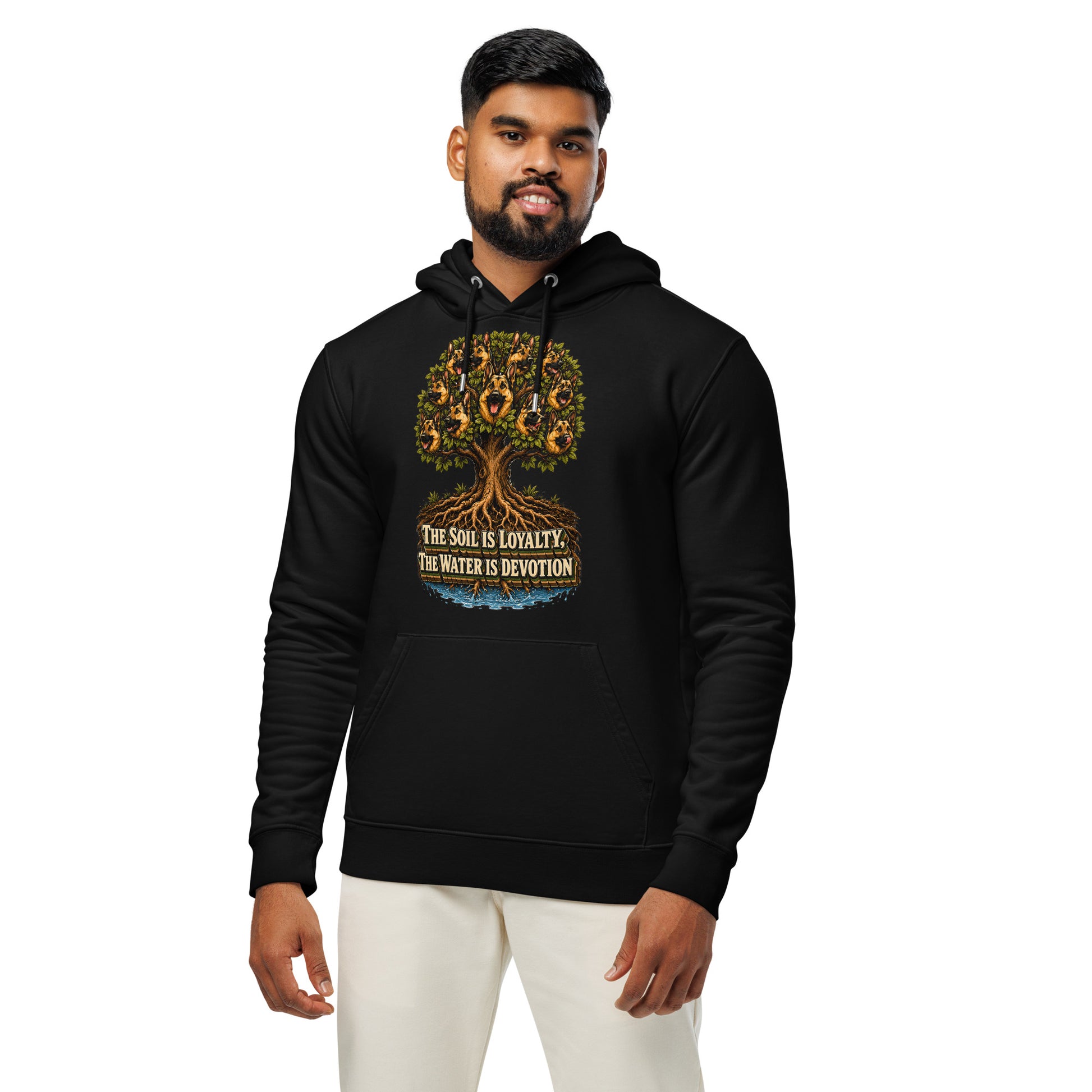German Shepherd Lovers Unisex Essential Organic Hoodie | Loyalty & Devotion Tree Graphic Sweatshirt by printfluence.net