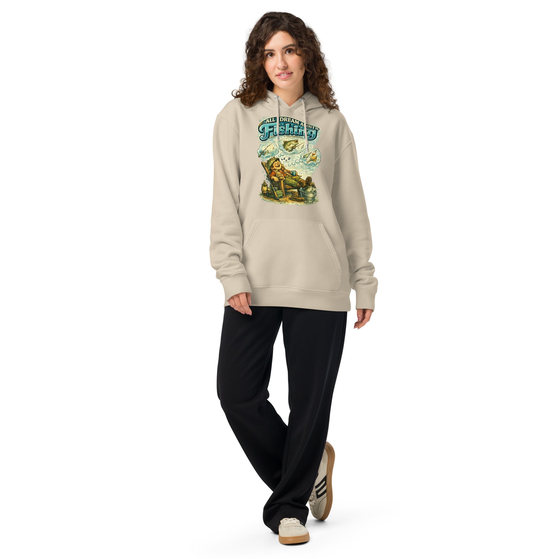All I Dream About Is Fishing Unisex Organic Hoodie | Eco-Friendly Fishing Lovers Gift by printfluence.net