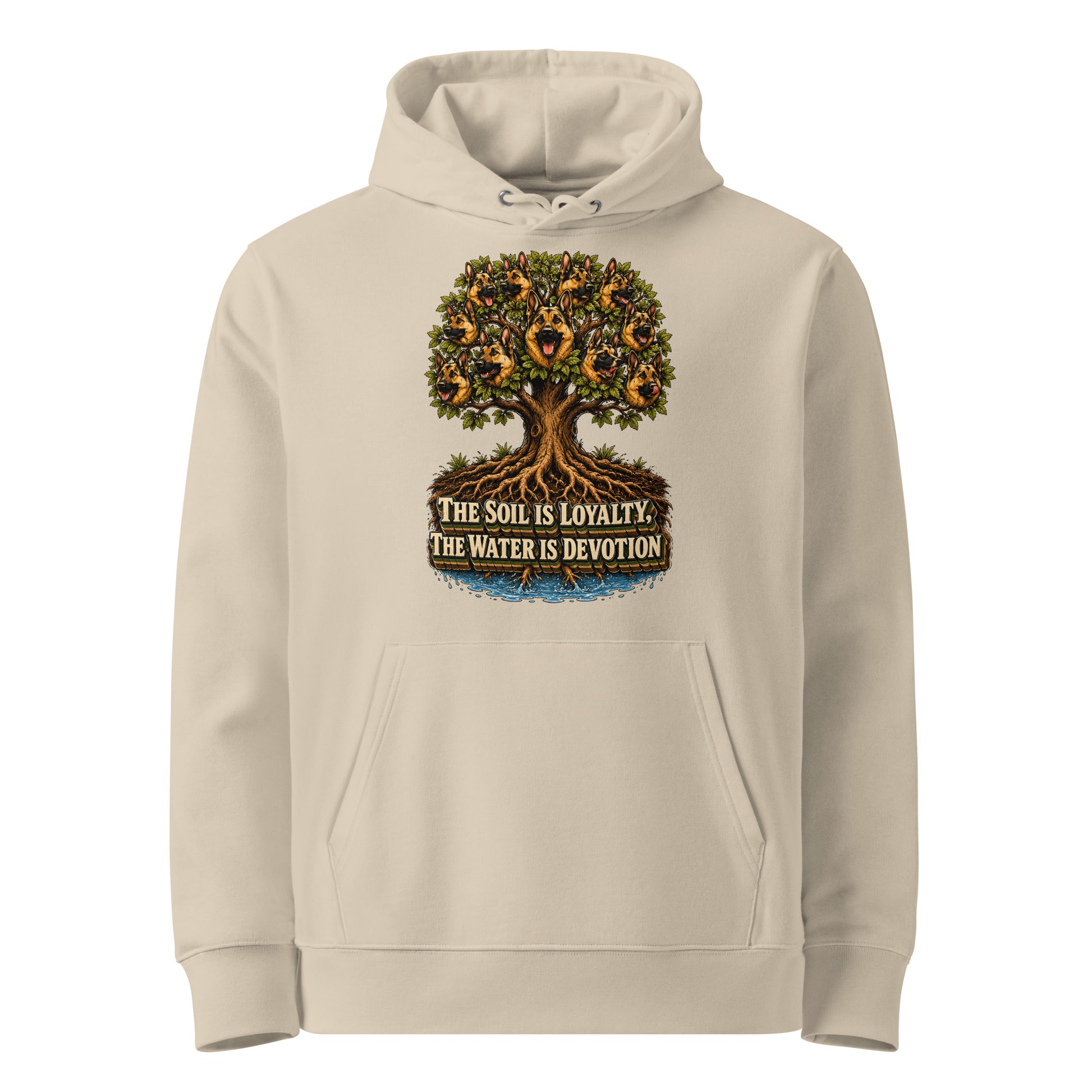 German Shepherd Lovers Unisex Essential Organic Hoodie | Loyalty & Devotion Tree Graphic Sweatshirt by printfluence.net