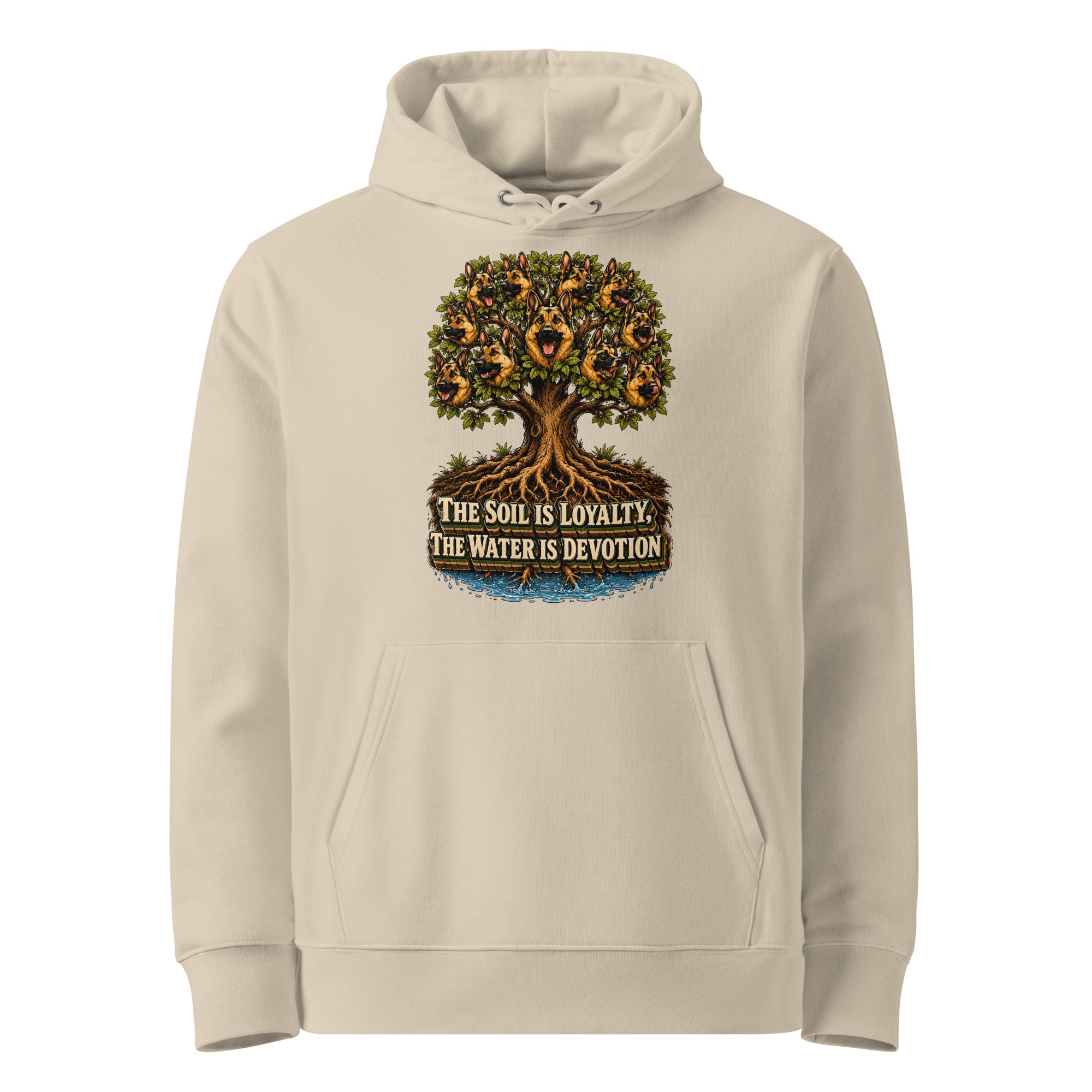 German Shepherd Lovers Unisex Essential Organic Hoodie | Loyalty & Devotion Tree Graphic Sweatshirt by printfluence.net