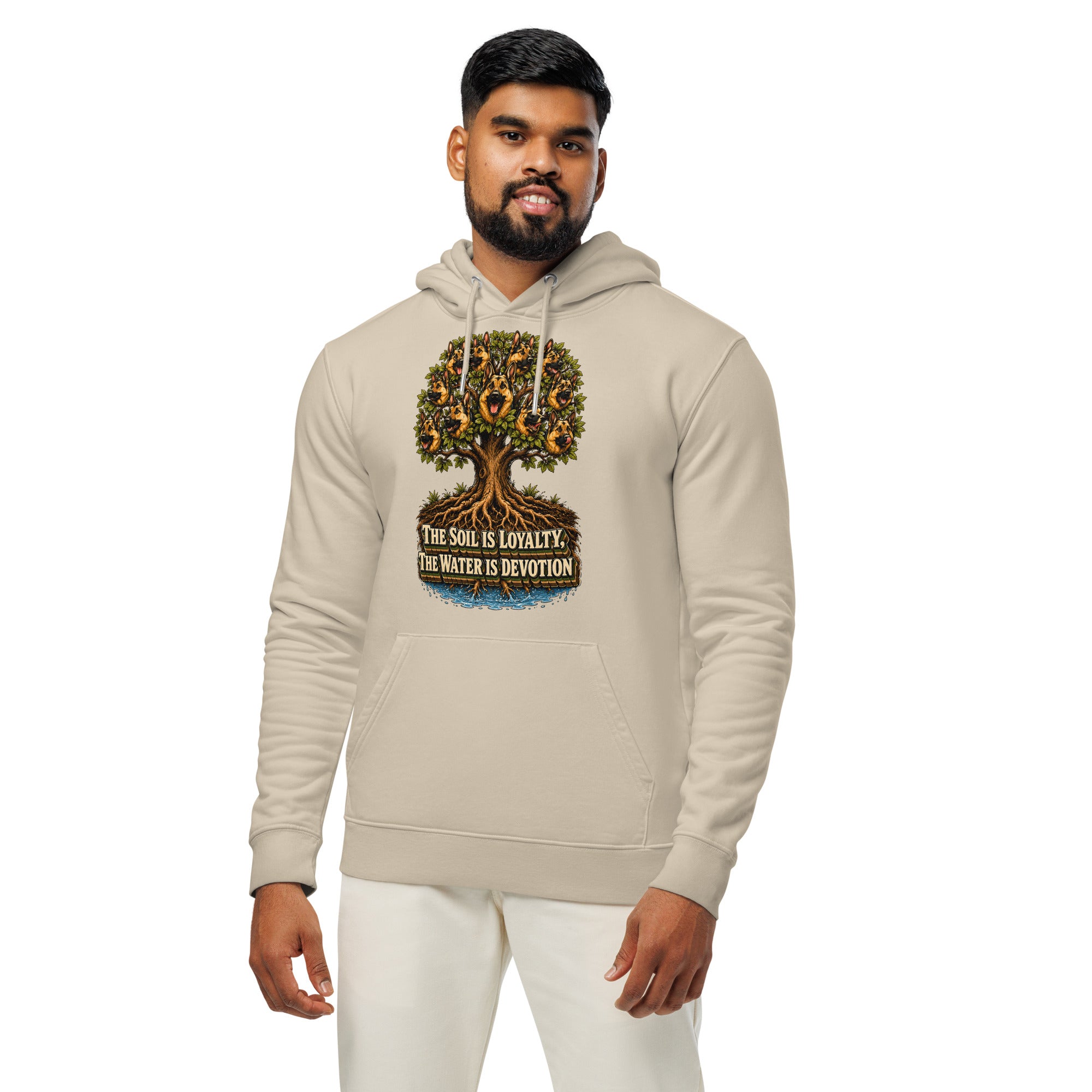 German Shepherd Lovers Unisex Essential Organic Hoodie | Loyalty & Devotion Tree Graphic Sweatshirt by printfluence.net
