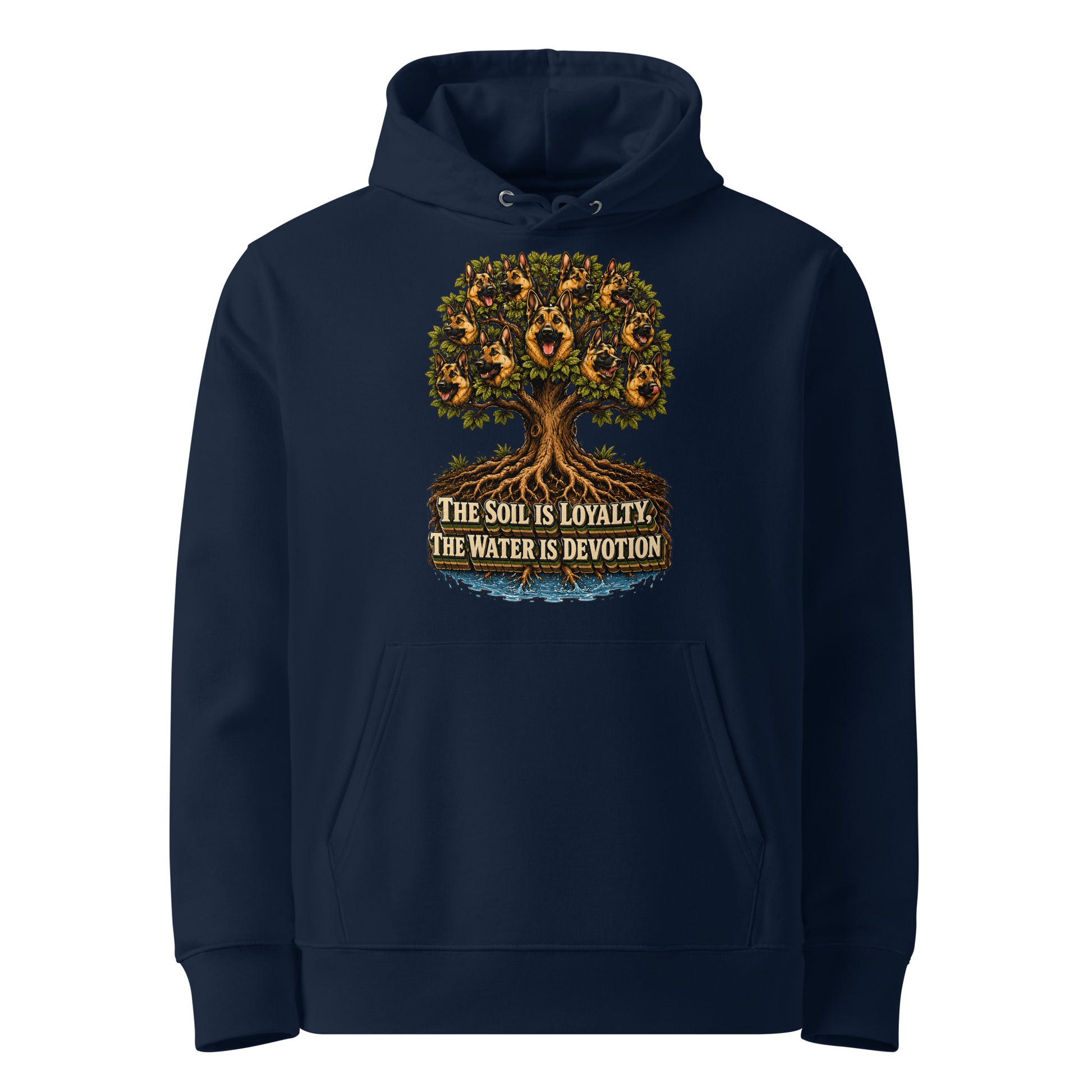 German Shepherd Lovers Unisex Essential Organic Hoodie | Loyalty & Devotion Tree Graphic Sweatshirt by printfluence.net