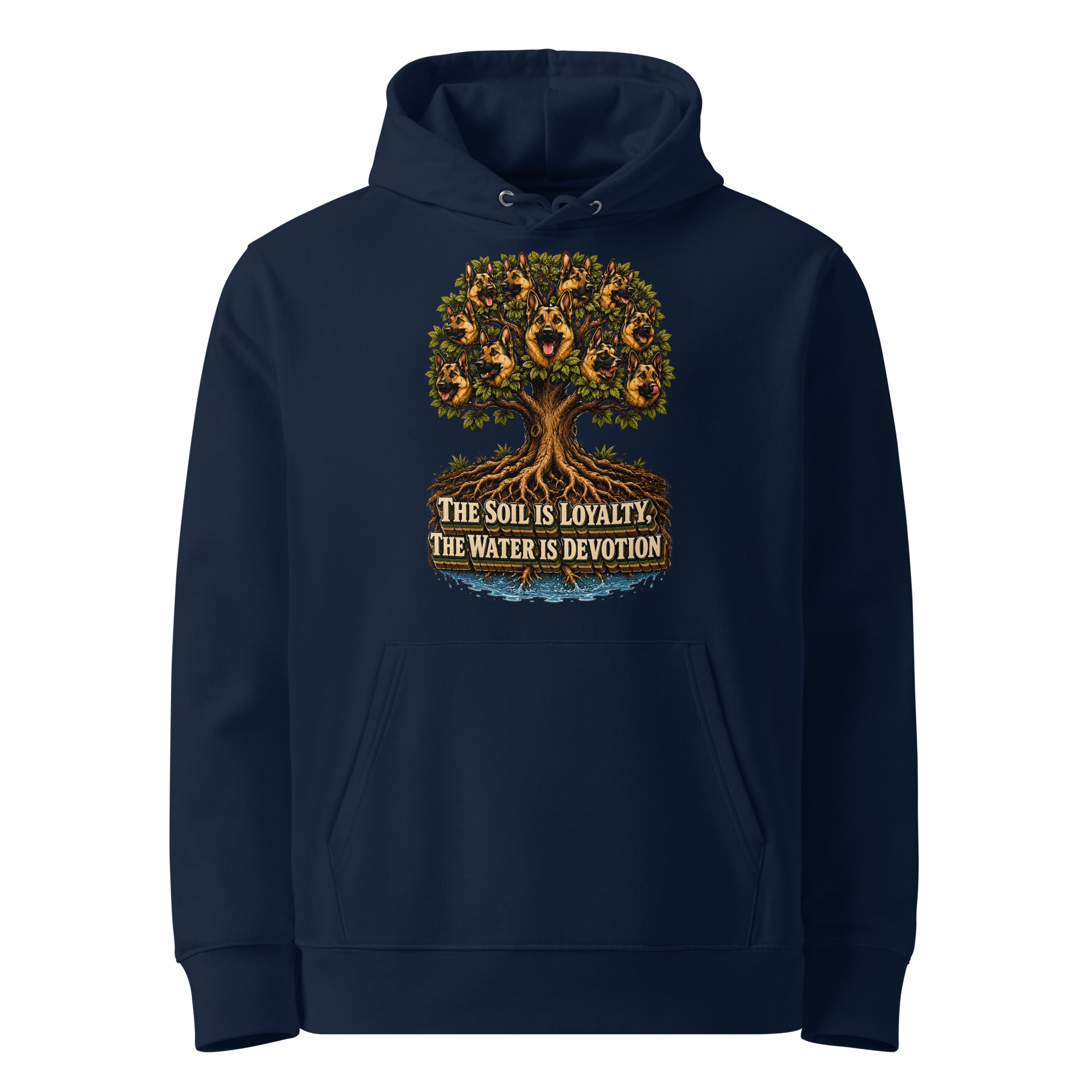 German Shepherd Lovers Unisex Essential Organic Hoodie | Loyalty & Devotion Tree Graphic Sweatshirt by printfluence.net