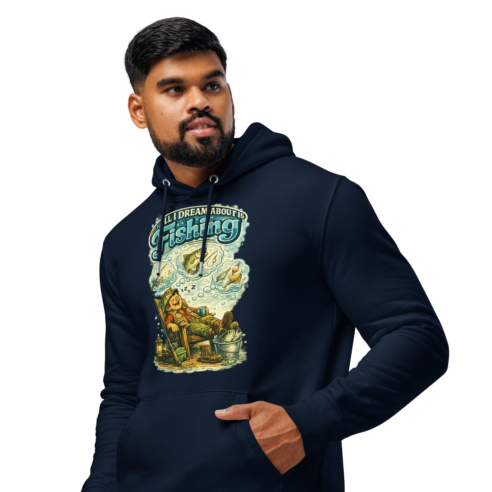 All I Dream About Is Fishing Unisex Organic Hoodie | Eco-Friendly Fishing Lovers Gift by printfluence.net
