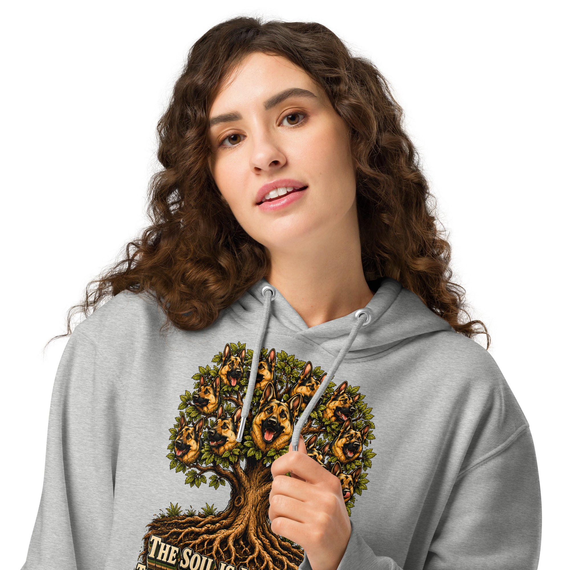 German Shepherd Lovers Unisex Essential Organic Hoodie | Loyalty & Devotion Tree Graphic Sweatshirt by printfluence.net