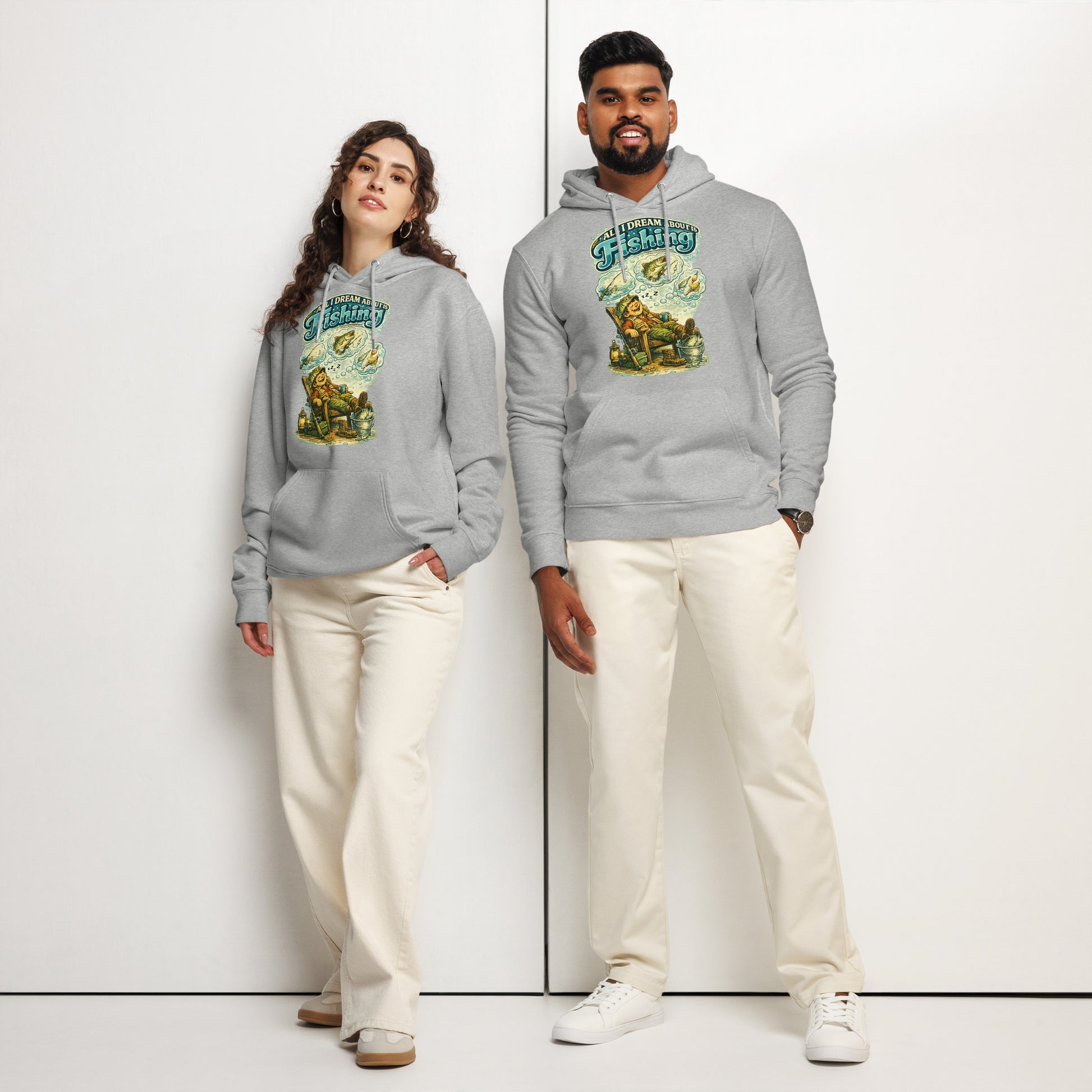 All I Dream About Is Fishing Unisex Organic Hoodie | Eco-Friendly Fishing Lovers Gift by printfluence.net
