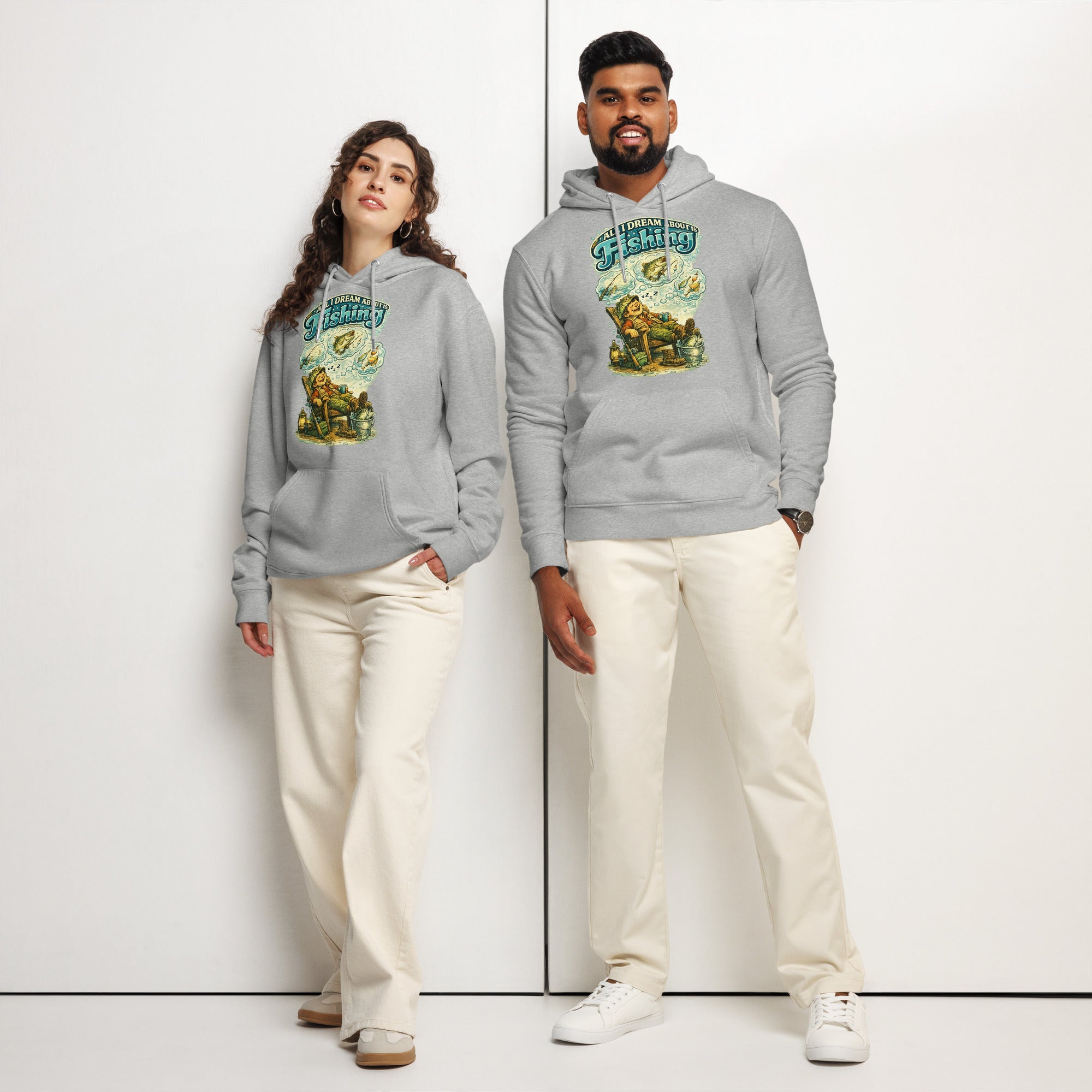 All I Dream About Is Fishing Unisex Organic Hoodie | Eco-Friendly Fishing Lovers Gift by printfluence.net