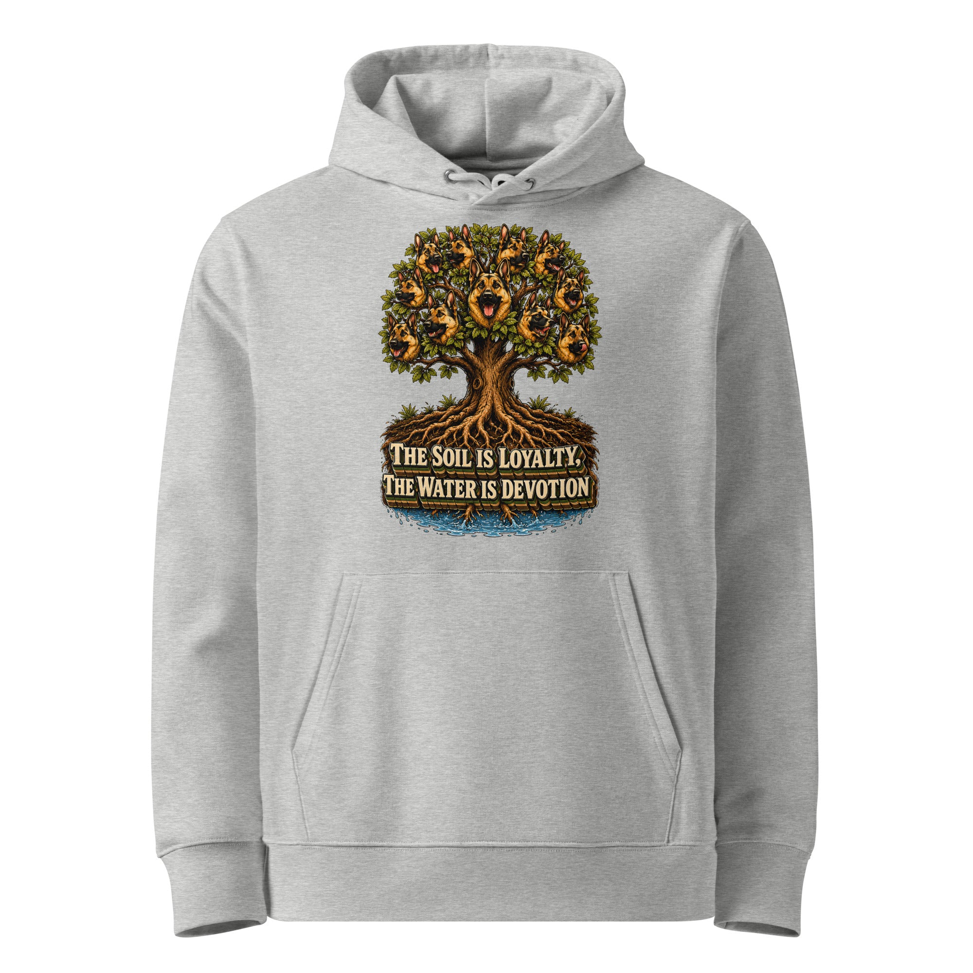 German Shepherd Lovers Unisex Essential Organic Hoodie | Loyalty & Devotion Tree Graphic Sweatshirt by printfluence.net