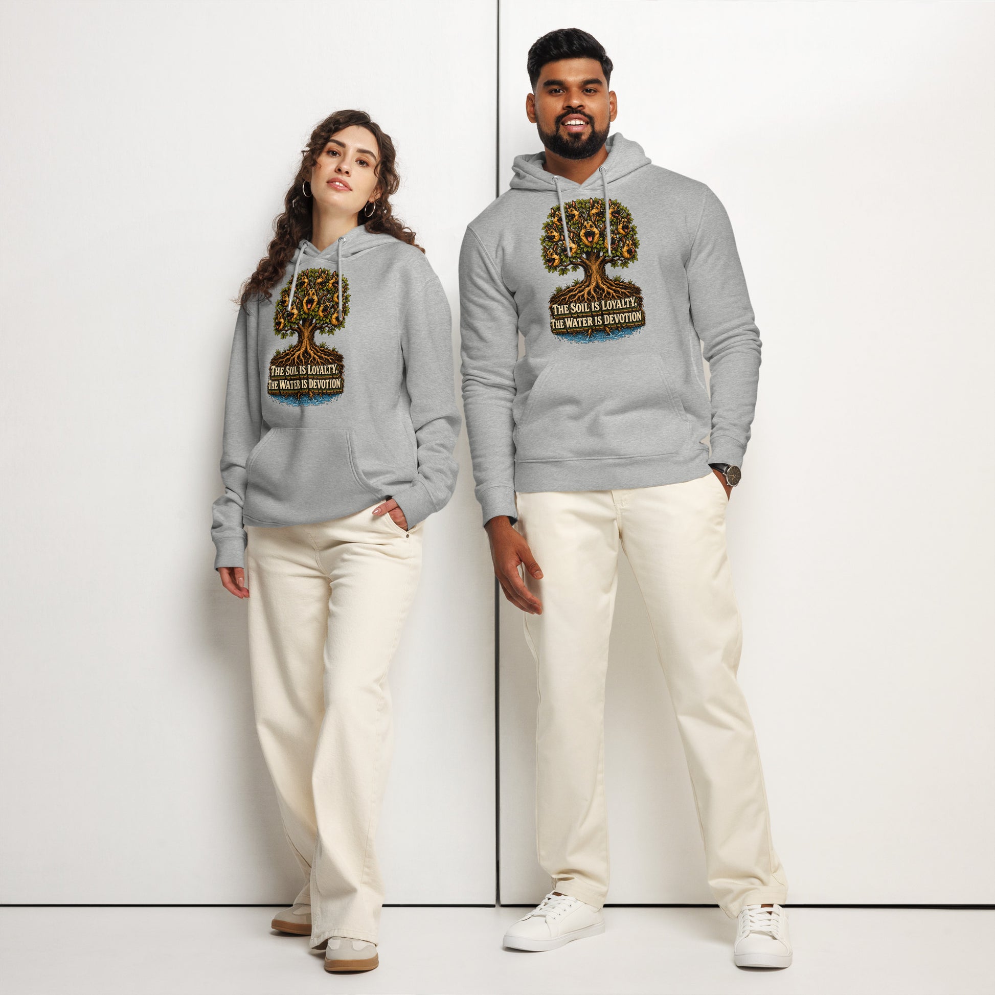 German Shepherd Lovers Unisex Essential Organic Hoodie | Loyalty & Devotion Tree Graphic Sweatshirt by printfluence.net
