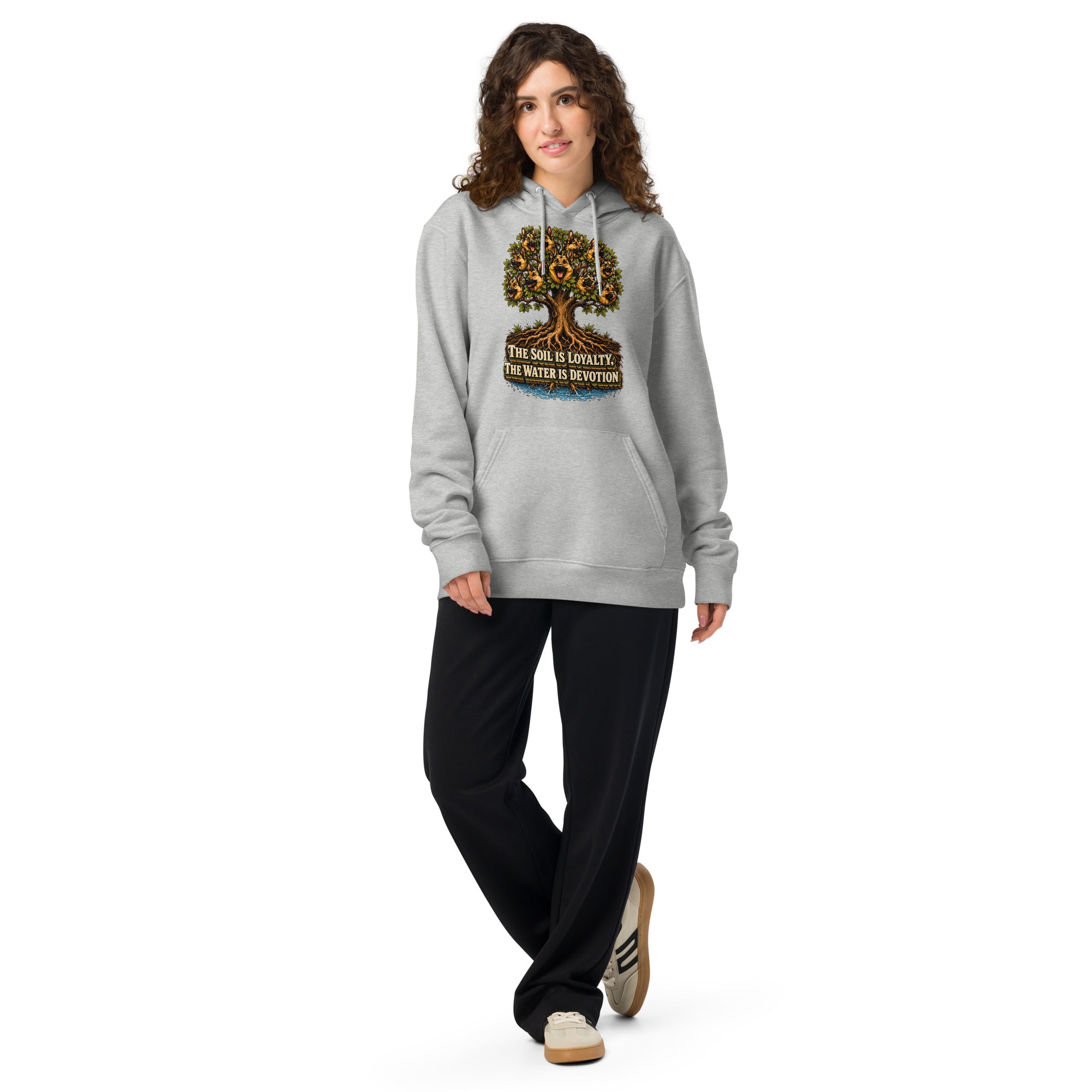 German Shepherd Lovers Unisex Essential Organic Hoodie | Loyalty & Devotion Tree Graphic Sweatshirt by printfluence.net