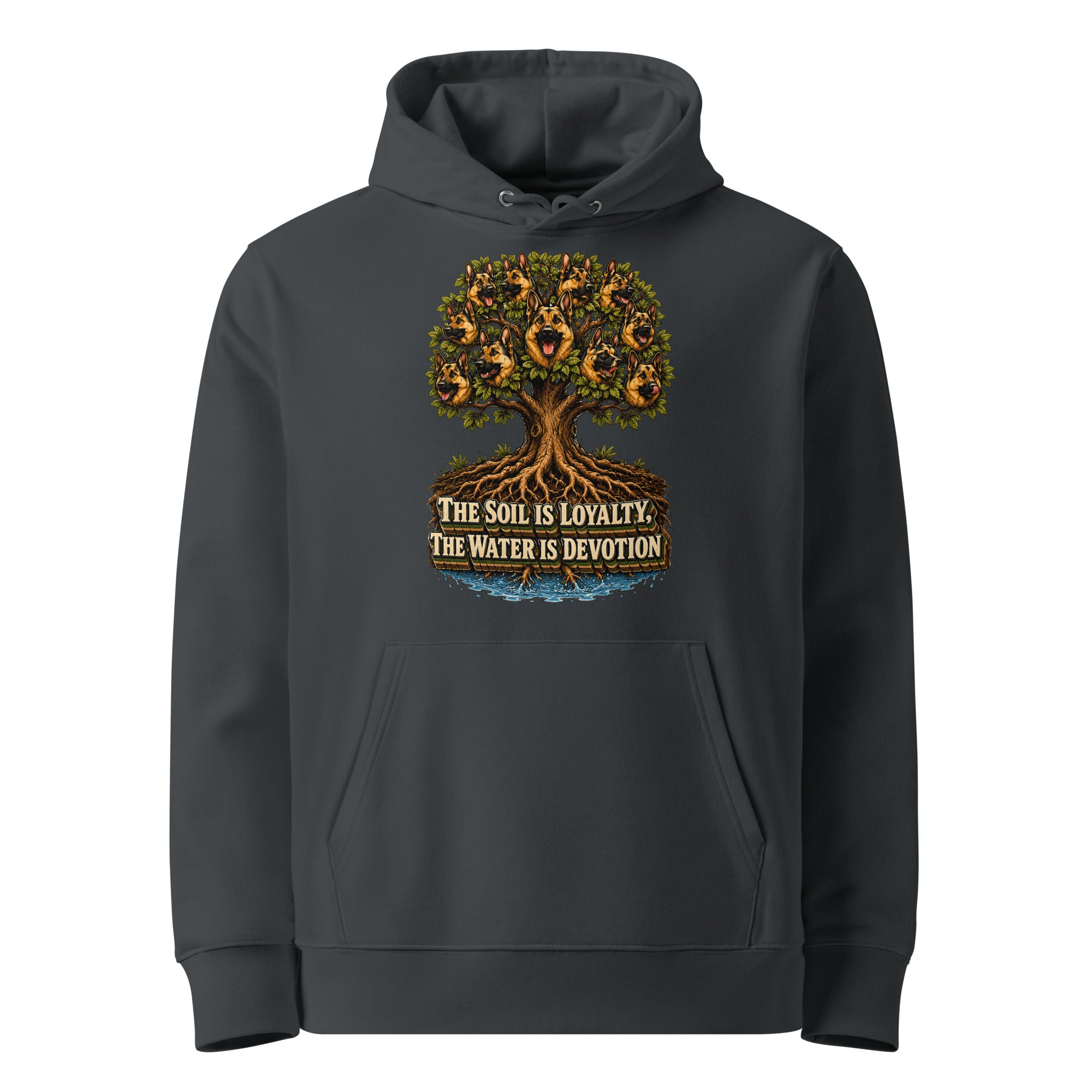 German Shepherd Lovers Unisex Essential Organic Hoodie | Loyalty & Devotion Tree Graphic Sweatshirt by printfluence.net
