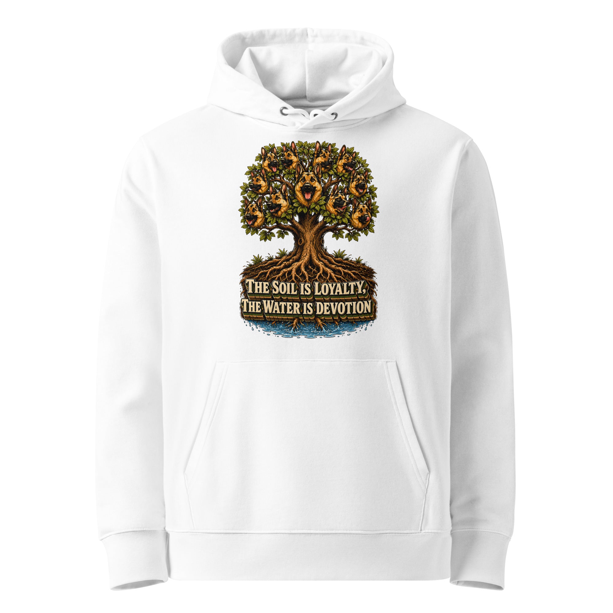 German Shepherd Lovers Unisex Essential Organic Hoodie | Loyalty & Devotion Tree Graphic Sweatshirt by printfluence.net