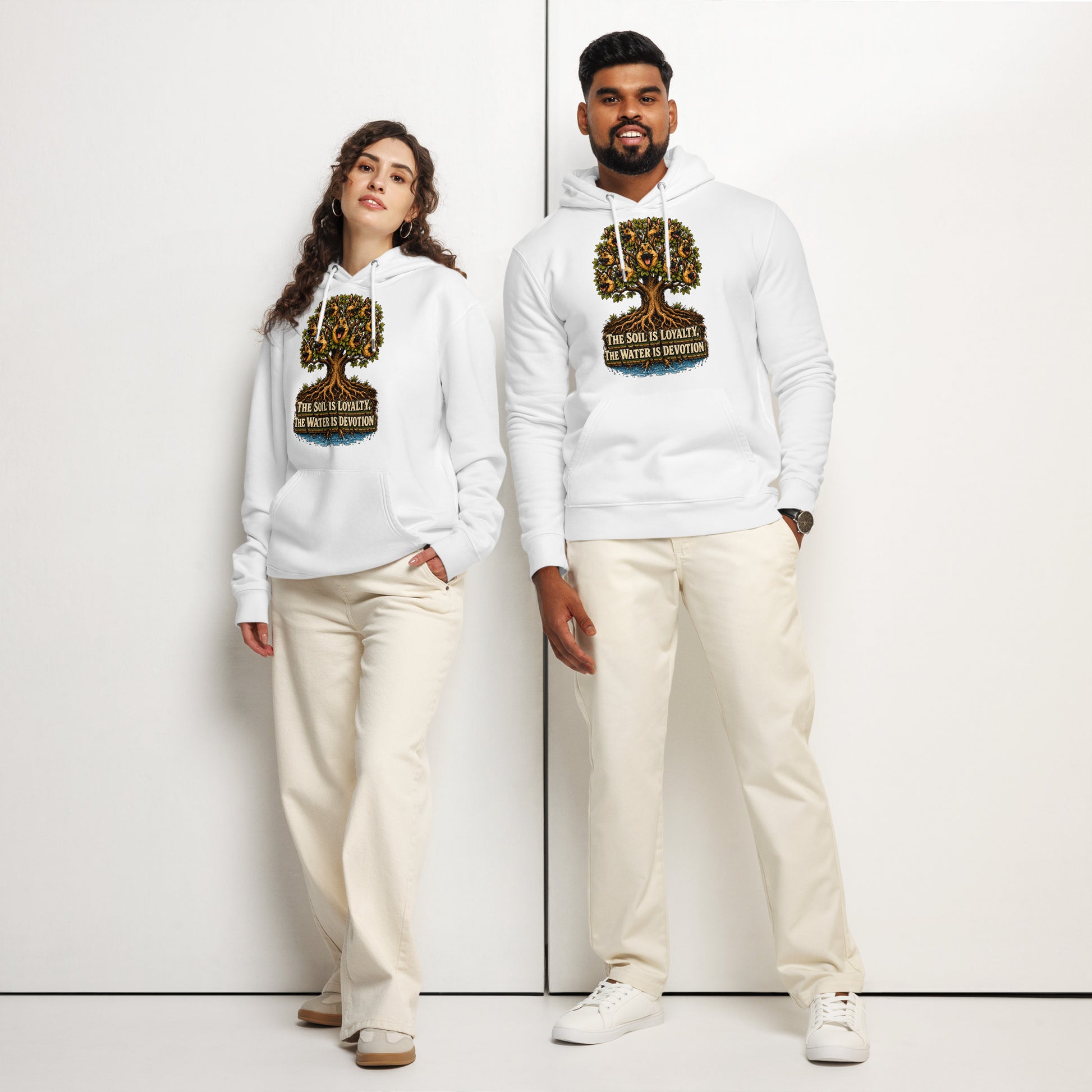 German Shepherd Lovers Unisex Essential Organic Hoodie | Loyalty & Devotion Tree Graphic Sweatshirt by printfluence.net