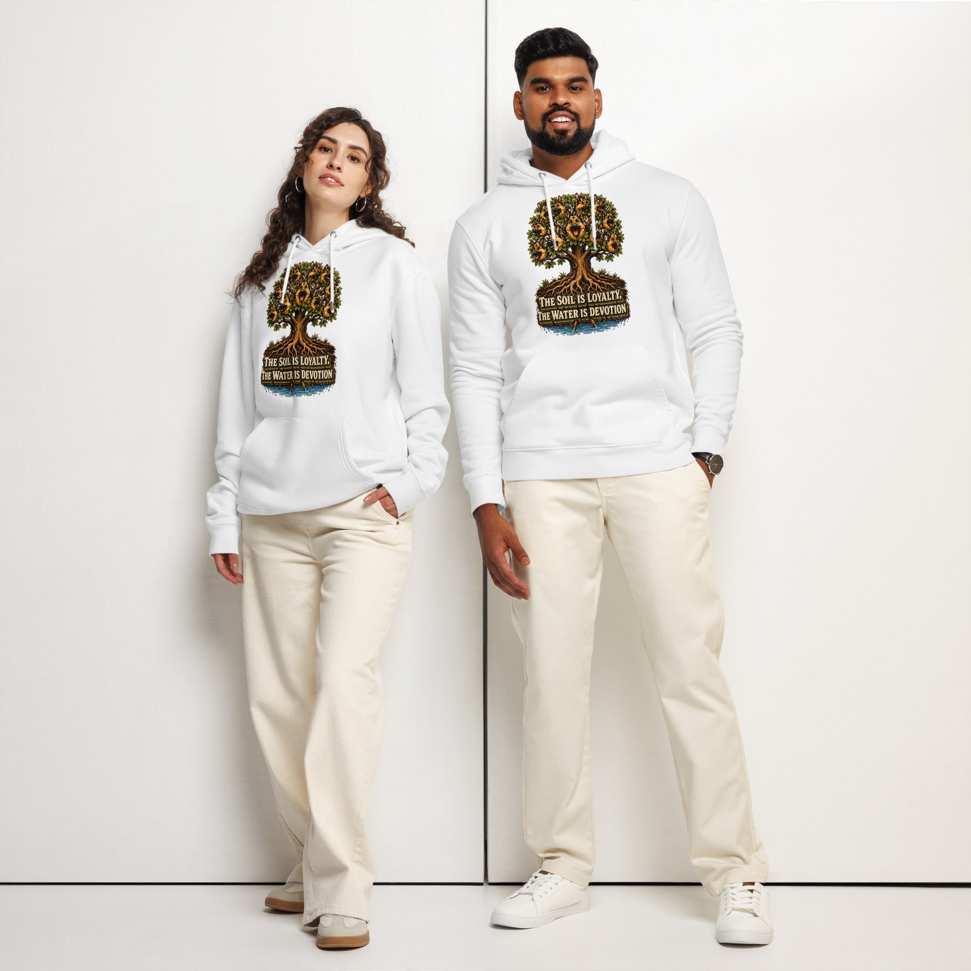 German Shepherd Lovers Unisex Essential Organic Hoodie | Loyalty & Devotion Tree Graphic Sweatshirt by printfluence.net