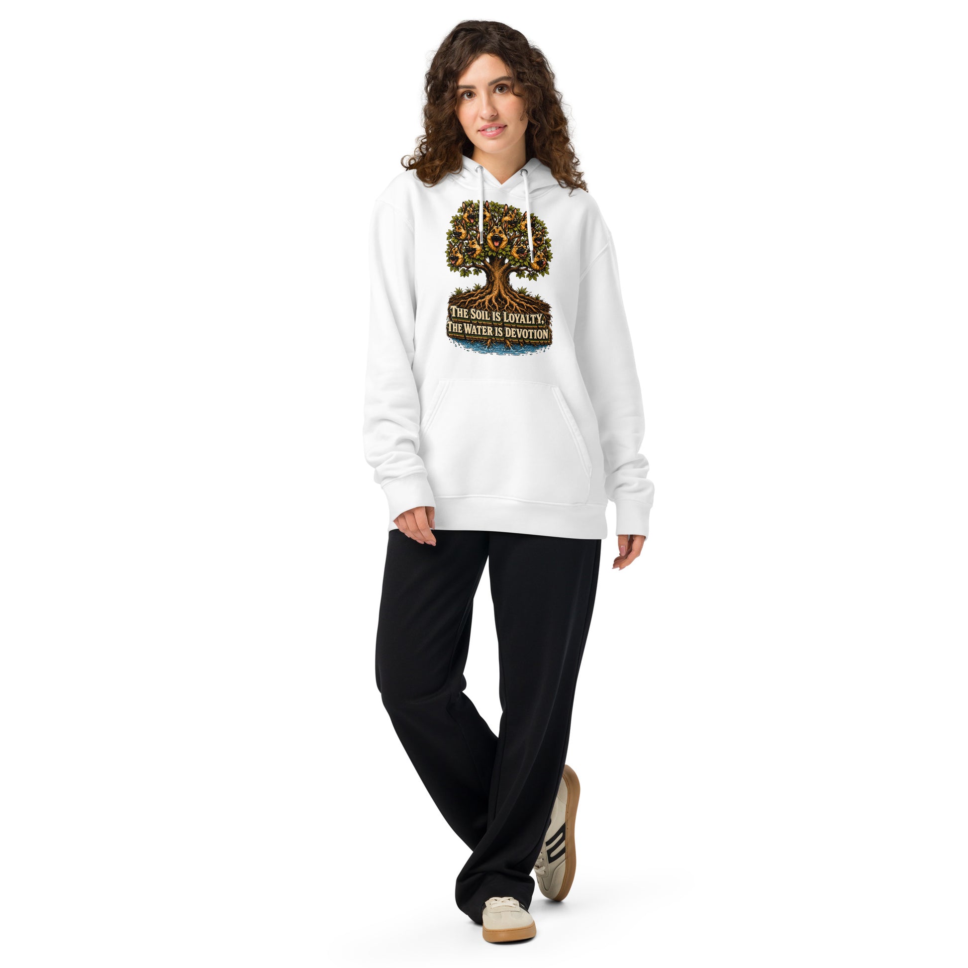 German Shepherd Lovers Unisex Essential Organic Hoodie | Loyalty & Devotion Tree Graphic Sweatshirt by printfluence.net