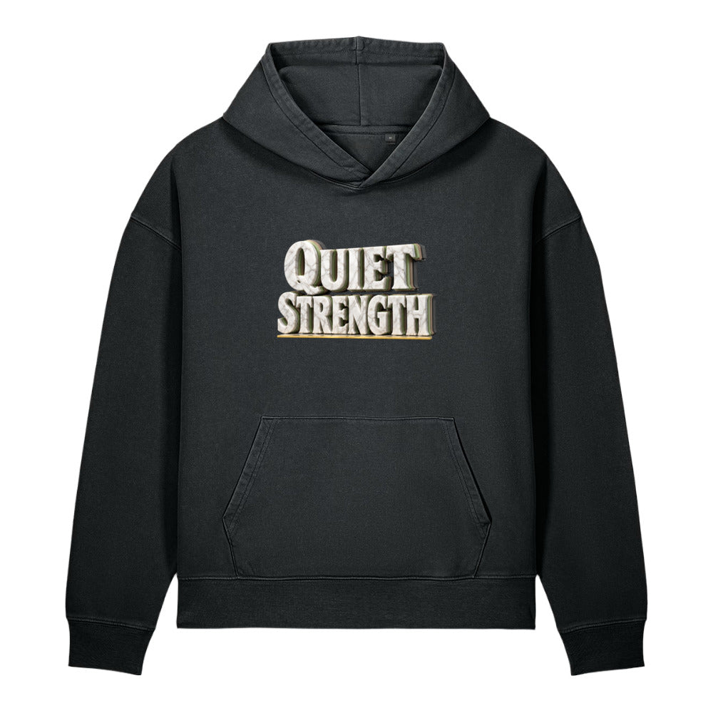 Inspirational Quotes Lovers | Unisex Garment-Dyed Chaser Vintage Hoodie — QUIET STRENGTH by printfluence
