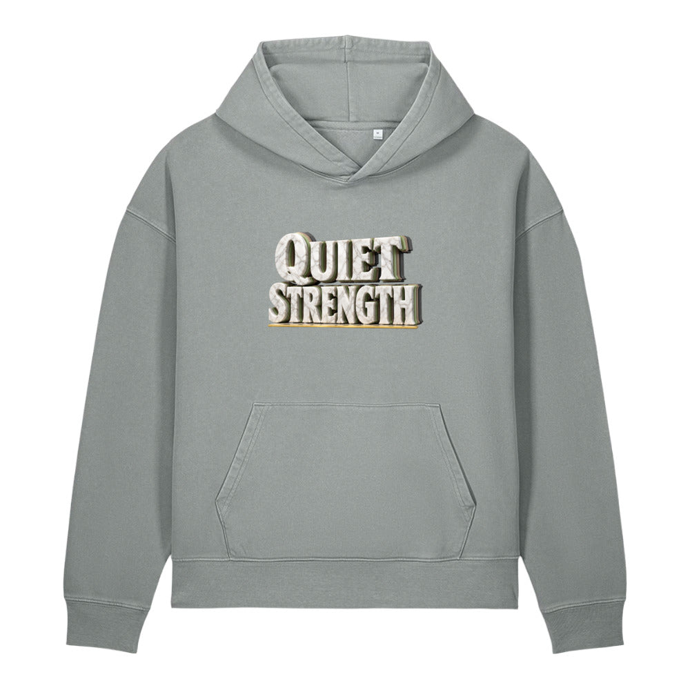 Inspirational Quotes Lovers | Unisex Garment-Dyed Chaser Vintage Hoodie — QUIET STRENGTH by printfluence