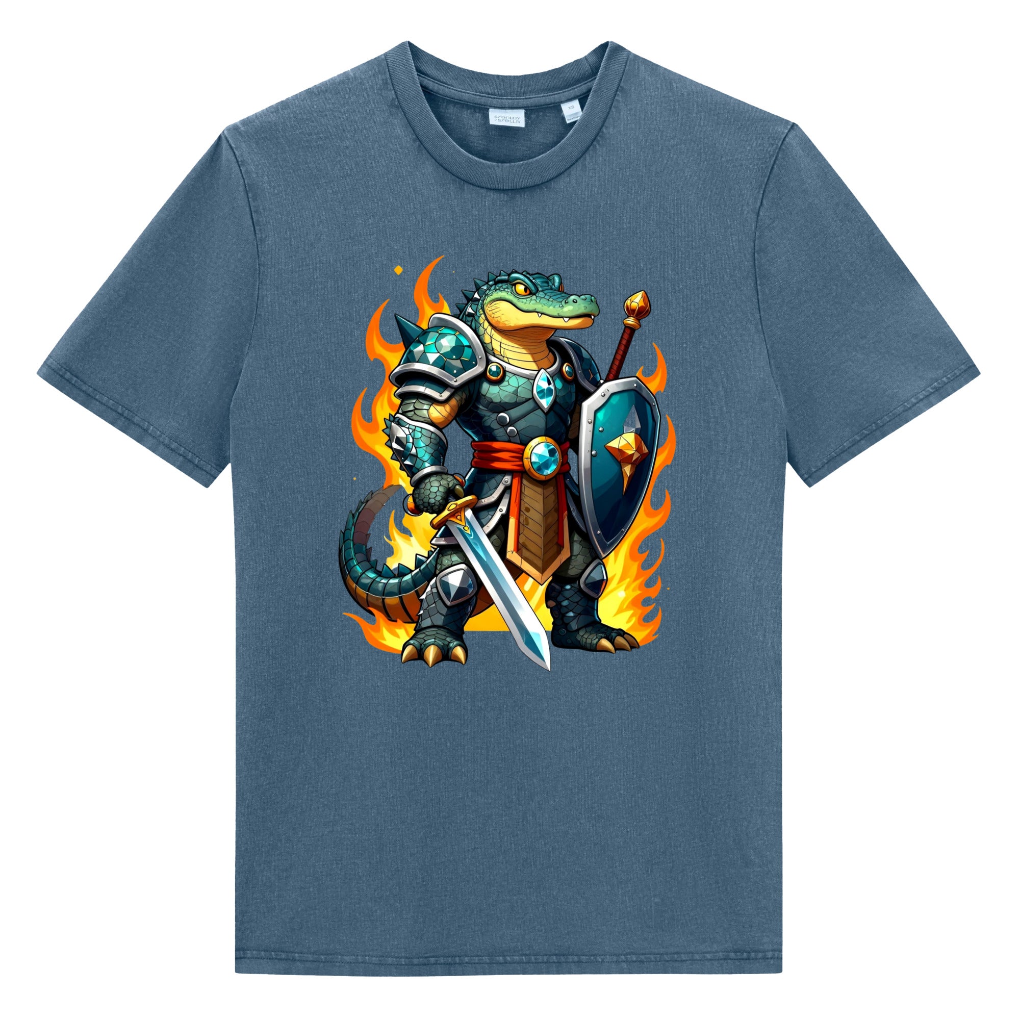 Unisex Garment Dyed Creator 2.0 Vintage T-Shirt | Stanley/Stella SATU041 - Andromeda Warrior Crocodile Knight by printfluence.net